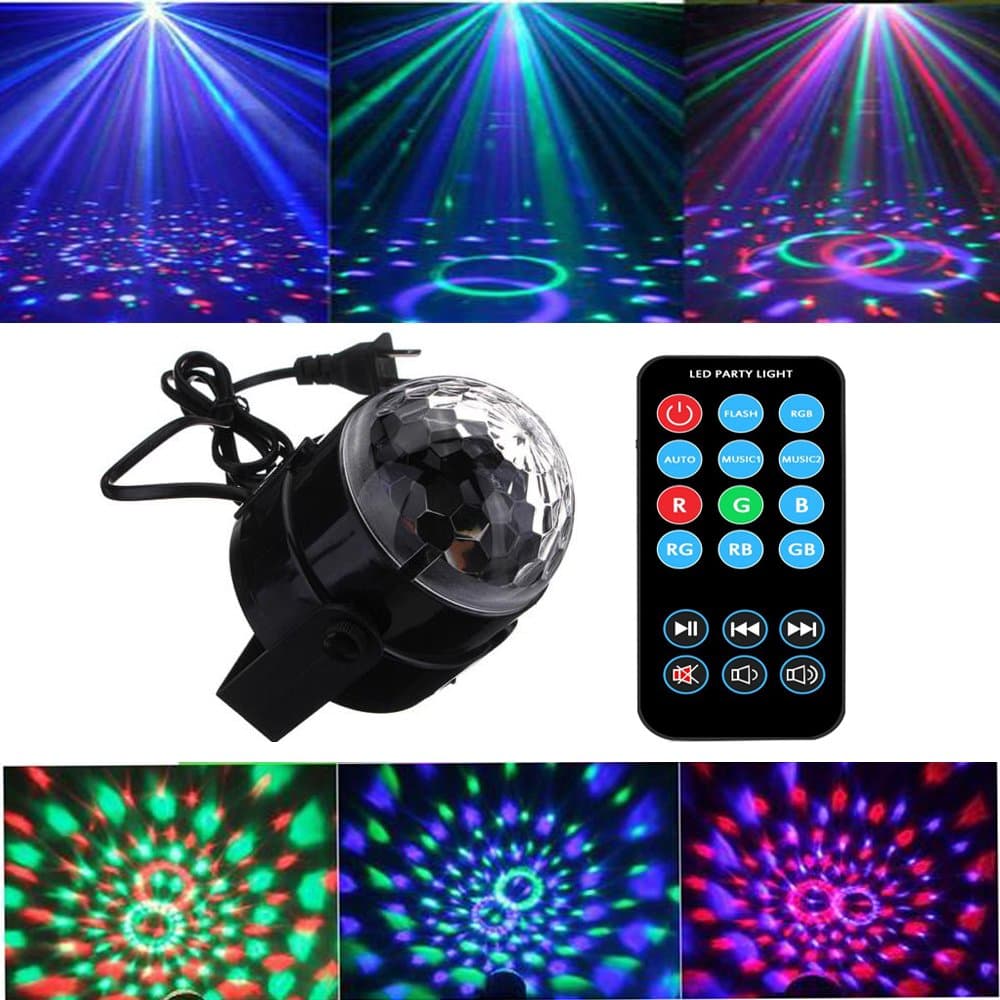 Party Lights 3W Disco Ball Lights Dj Light LED Stage Light 7 Colors Sound Activated Strobe Light Portable Stage Lights for Party Birthday KTV Bar Wedding Holiday Pub Festival