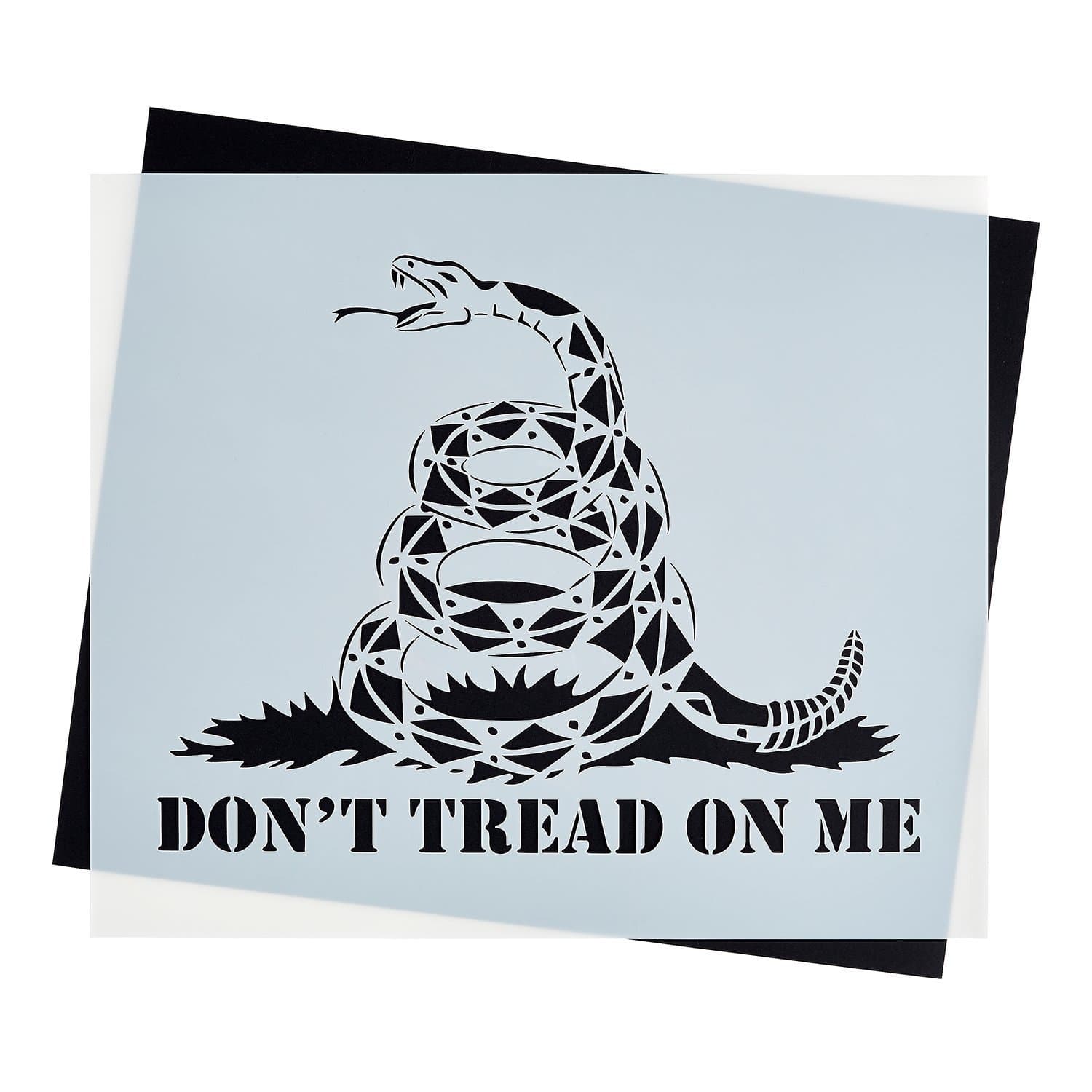 Don't Tread On Me Gadsden Flag Stencil for Painting on Wood, Walls, Fabric, Airbrush + More | Reusable 10.5 x 12.35 inch Mylar Template