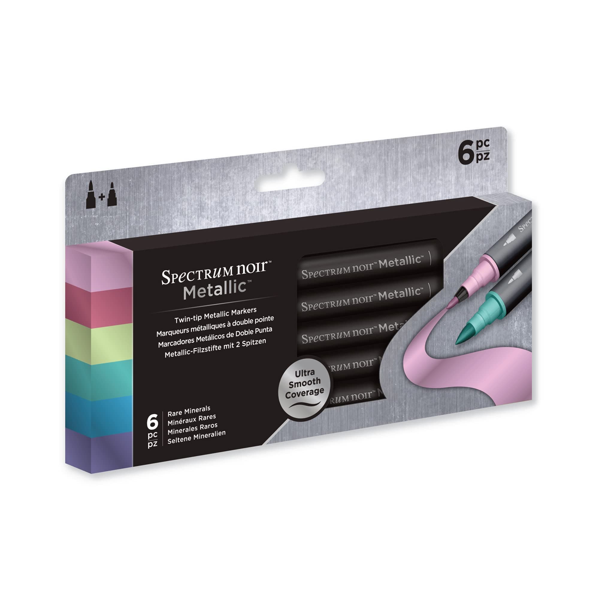 Spectrum Noir 6 Piece Rare Minerals Metallic Marker Set, Multicolor
