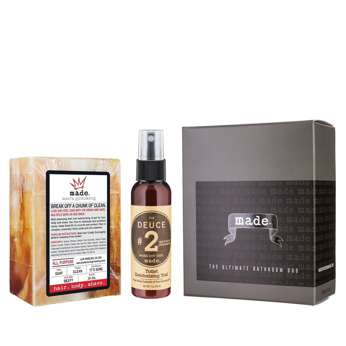 Made Men's Grooming Ultimate Bathroom Duo w/The Breakaway Bar & The Deuce Toilet Spray
