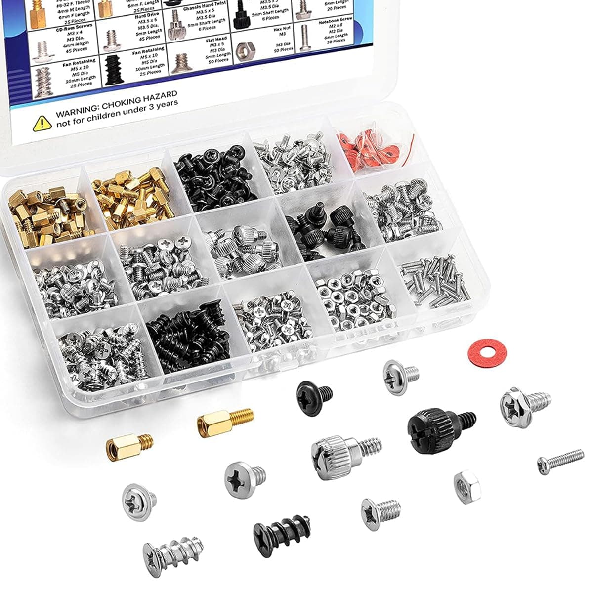 502Pcs Computer Case Screws, Computer Screws Motherboard Bracket Assortment Kit for Universal Motherboard, Hard Drive, SSD, Fan, Power Supply, Graphic Card, Computer Case DIY and Repair