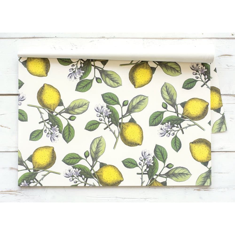 Hester and Cook Disposable Rectangular Lemons Paper Placemat - 18 1/2"L x 12 1/2"W