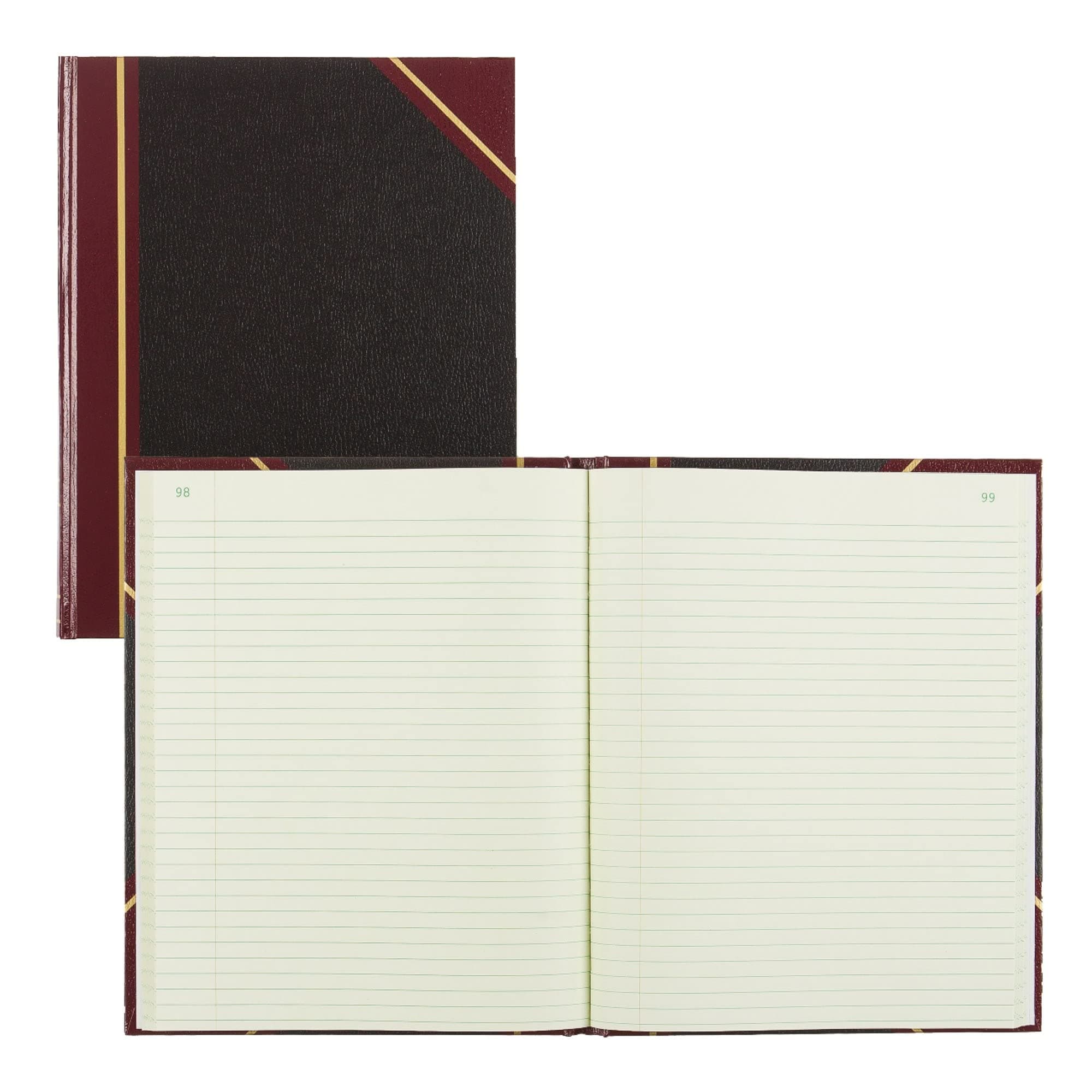NATIONAL Brand Texhide Series Record Book, 10.375 x 8.375" Black, 150 Pages (56211), Black/Burgundy