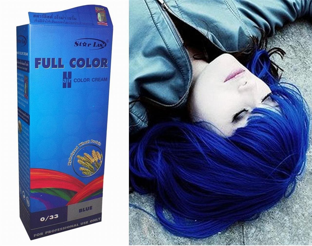 Hair Colour Cream Dye Bright Blue 0_33 Punk Goth by Starlist