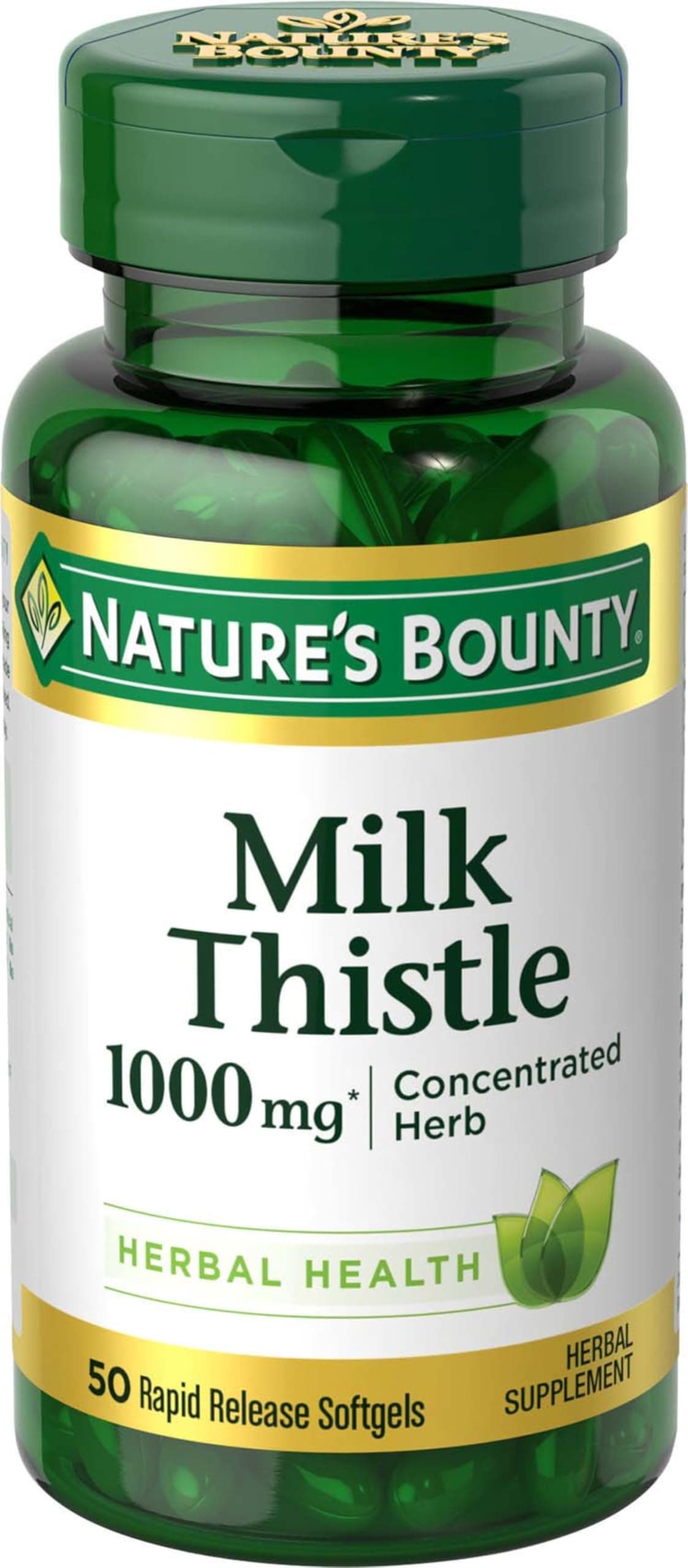 - Milk Thistle 1000mg, Herbal Health Supplement, Daily Supplement, Gluten Free, Rapid Release Softgels, 50 Ct