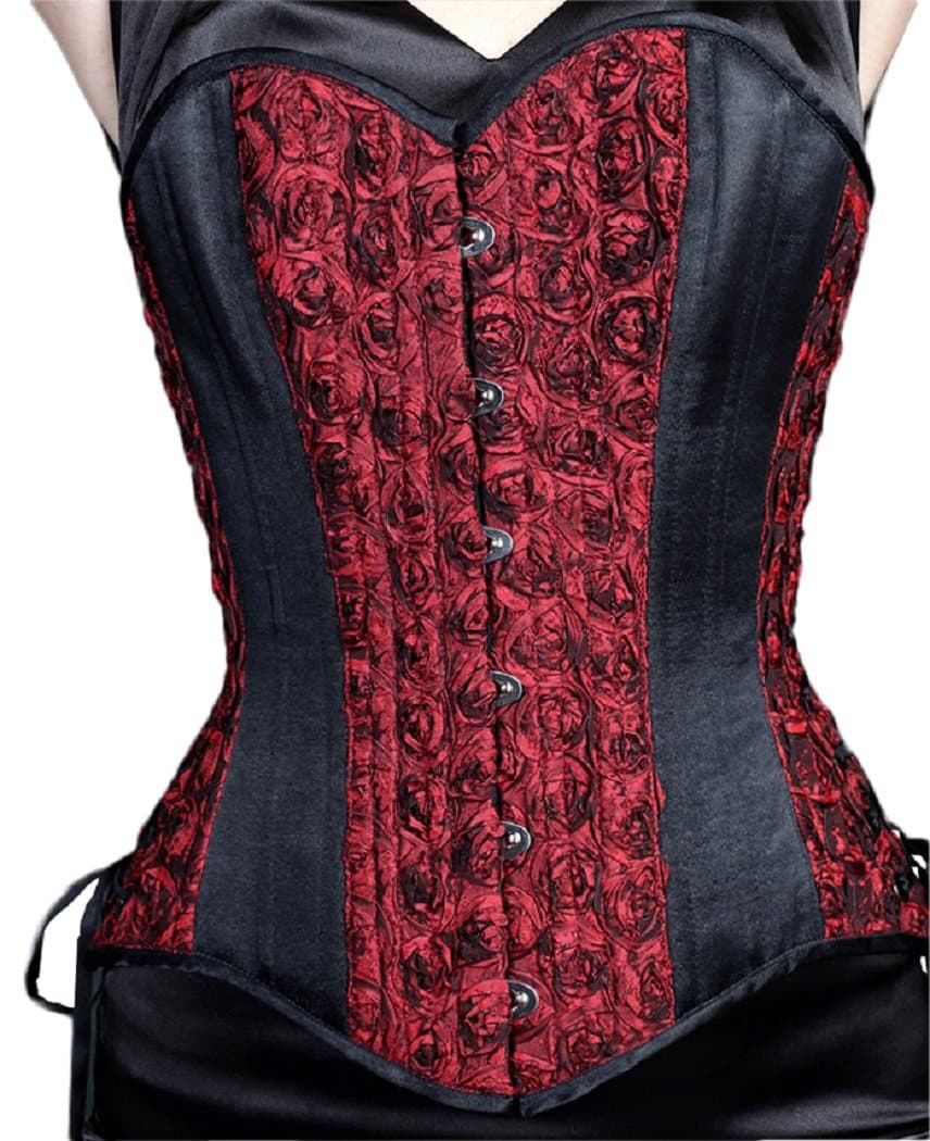 Timeless Trends Red/Black Taffeta Steel Boned Overbust Corset