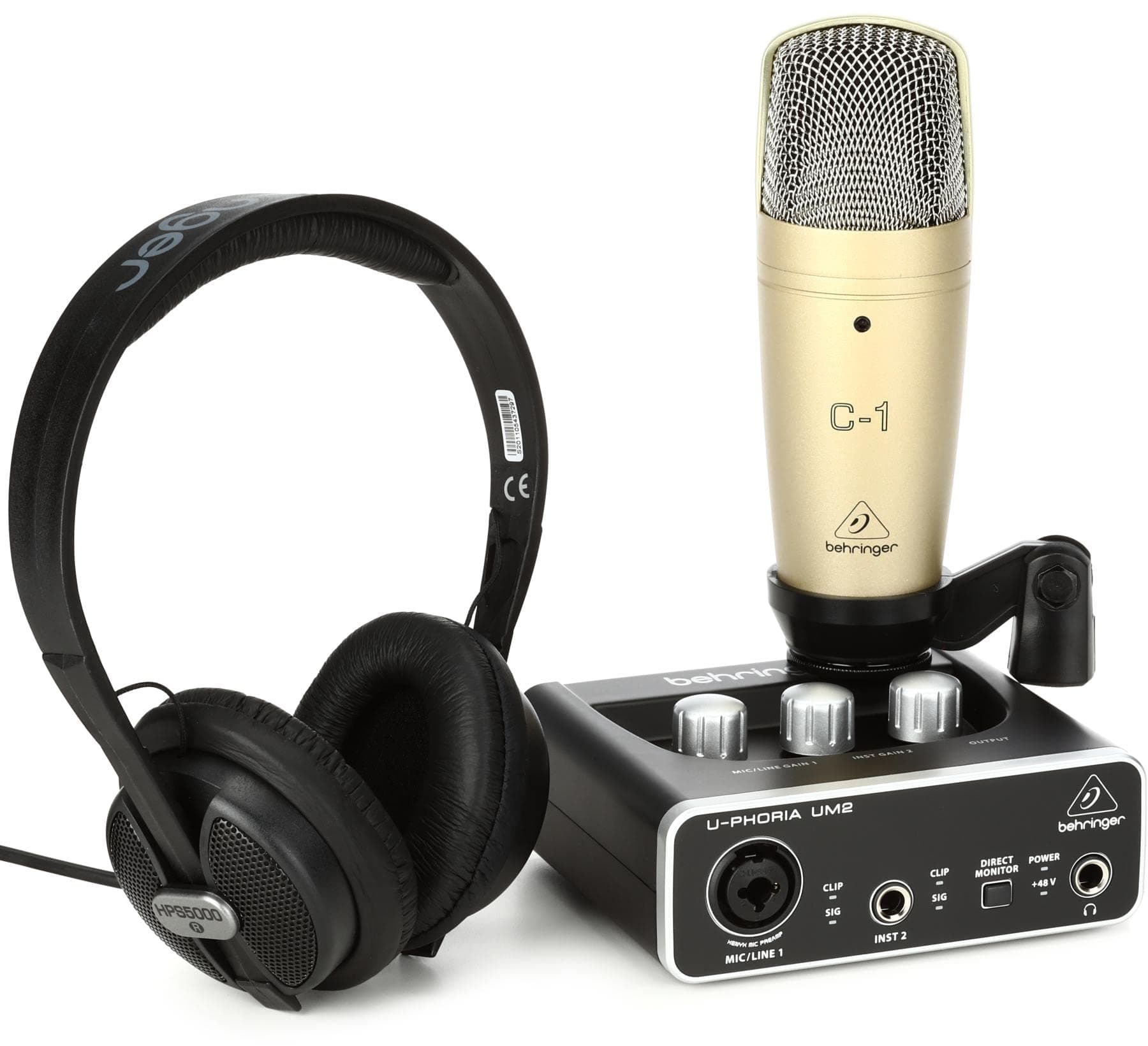 U-PHORIA STUDIO Complete Recording/Podcasting Bundle with USB Audio Interface, Condenser Microphone, Studio Headphones and More
