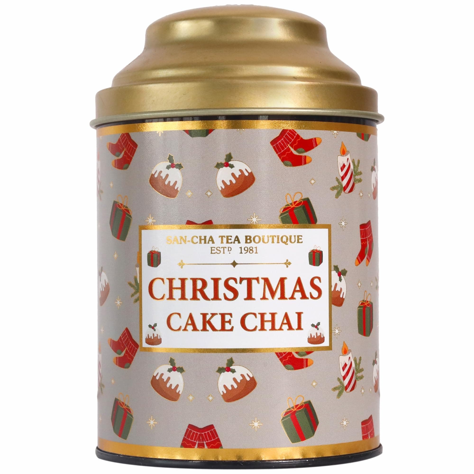 Sancha Tea Boutique, Christmas Cake Chai, 100g Loose Leaf Spiced Black Tea | Festive Blend with Ginger, Nutmeg, Cinnamon & Cloves | Limited Edition Holiday Selection