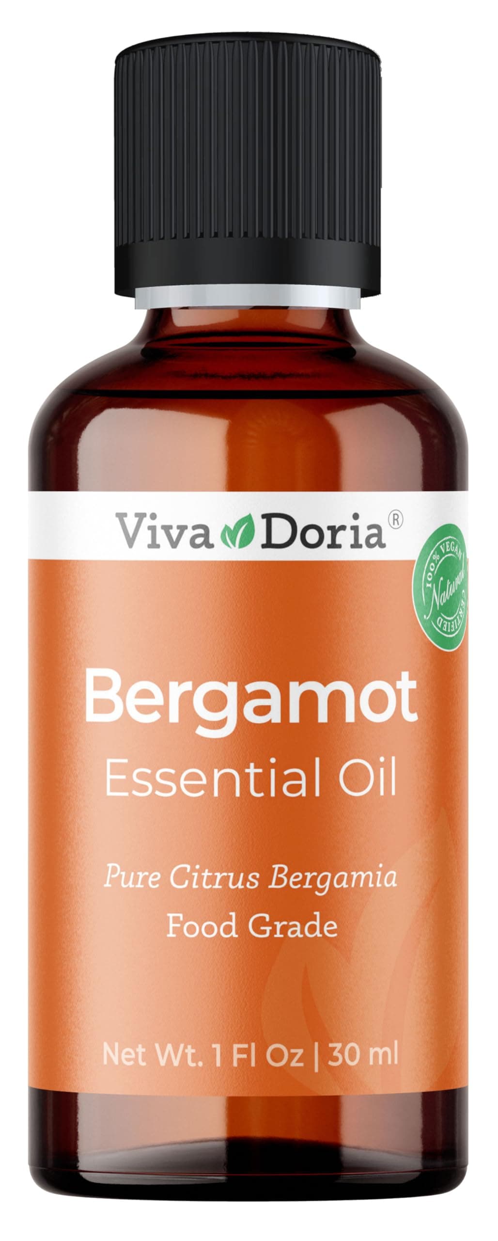 Viva Doria 100% Pure Bergamot Essential Oil, Undiluted, Food Grade, Italian Bergamot Oil, 1 Fluid Ounce (30 mL) Natural Aromatherapy Oil