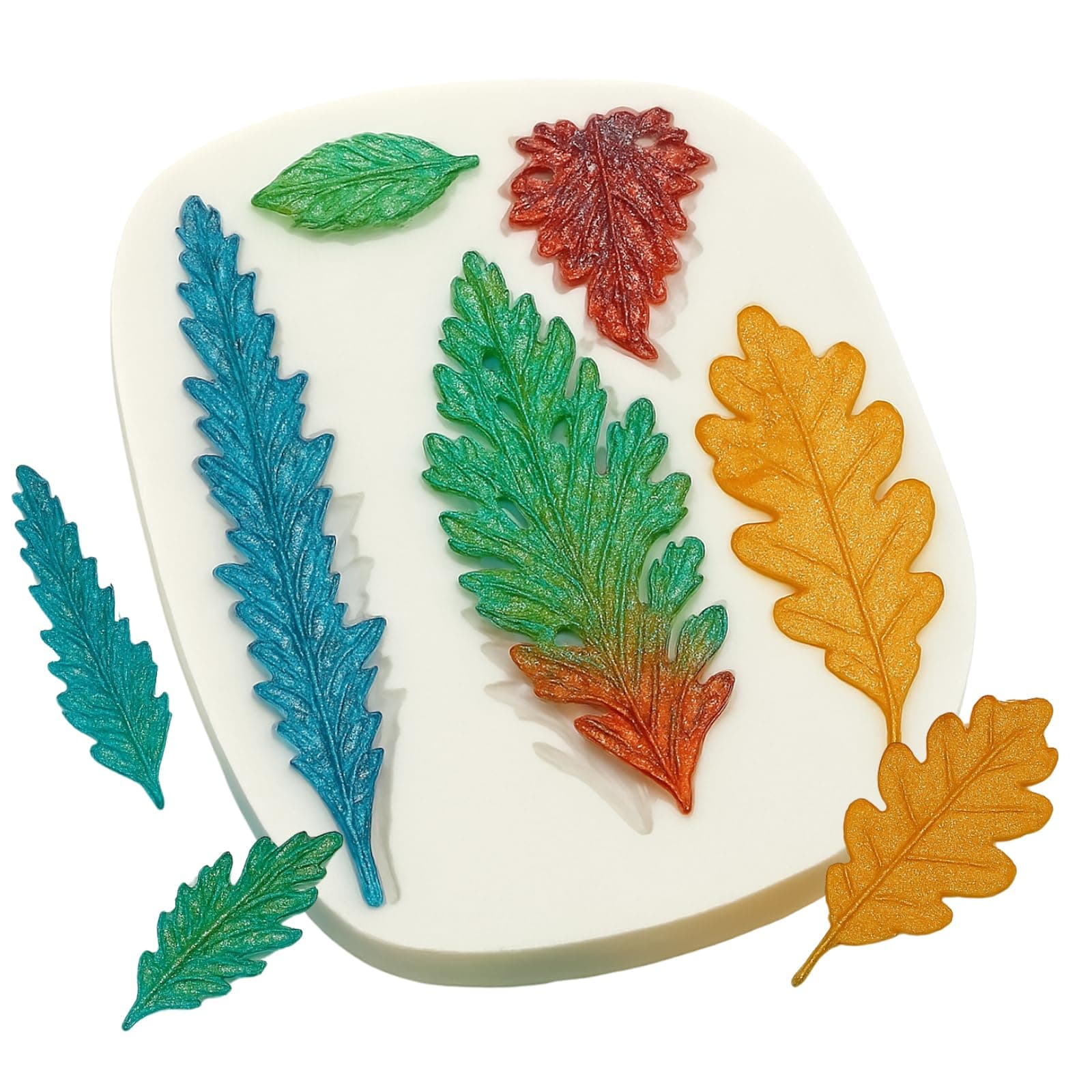 Koogel Tree Leaf Silicone Mold, Resin Mold Cake Fondant Silicone Mold Fondant Clay Mould Leaf Shape DIY Decorating Tool