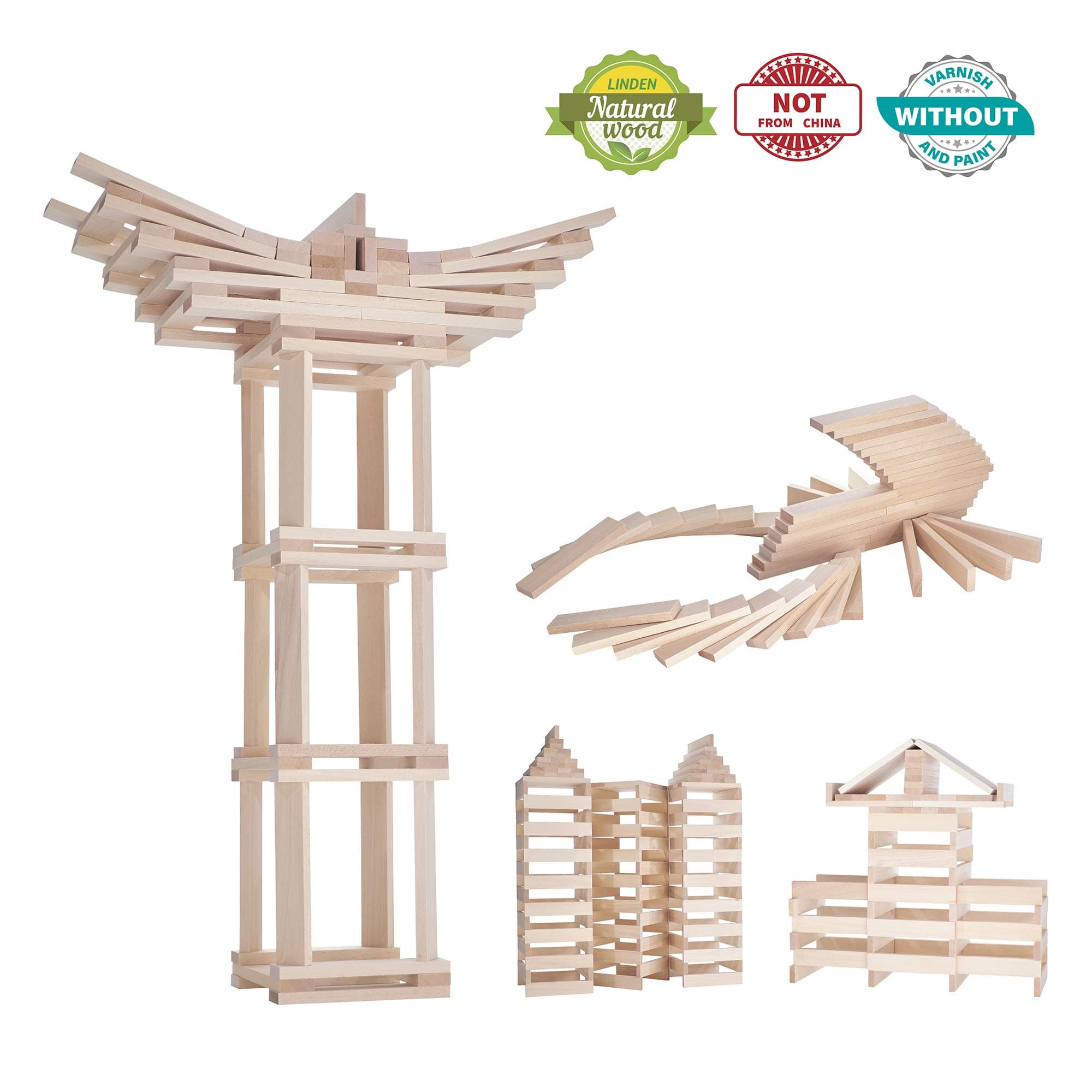 Wooden Blocks For Kids Set - Building Toys For 3,4,5,6 Year Old Boys,Girls. 297 Pure Natural Wood Planks. That Excite Learning Curiosity Stem,Motor Skill, Creativity. Invest In Your Toddlers Today.