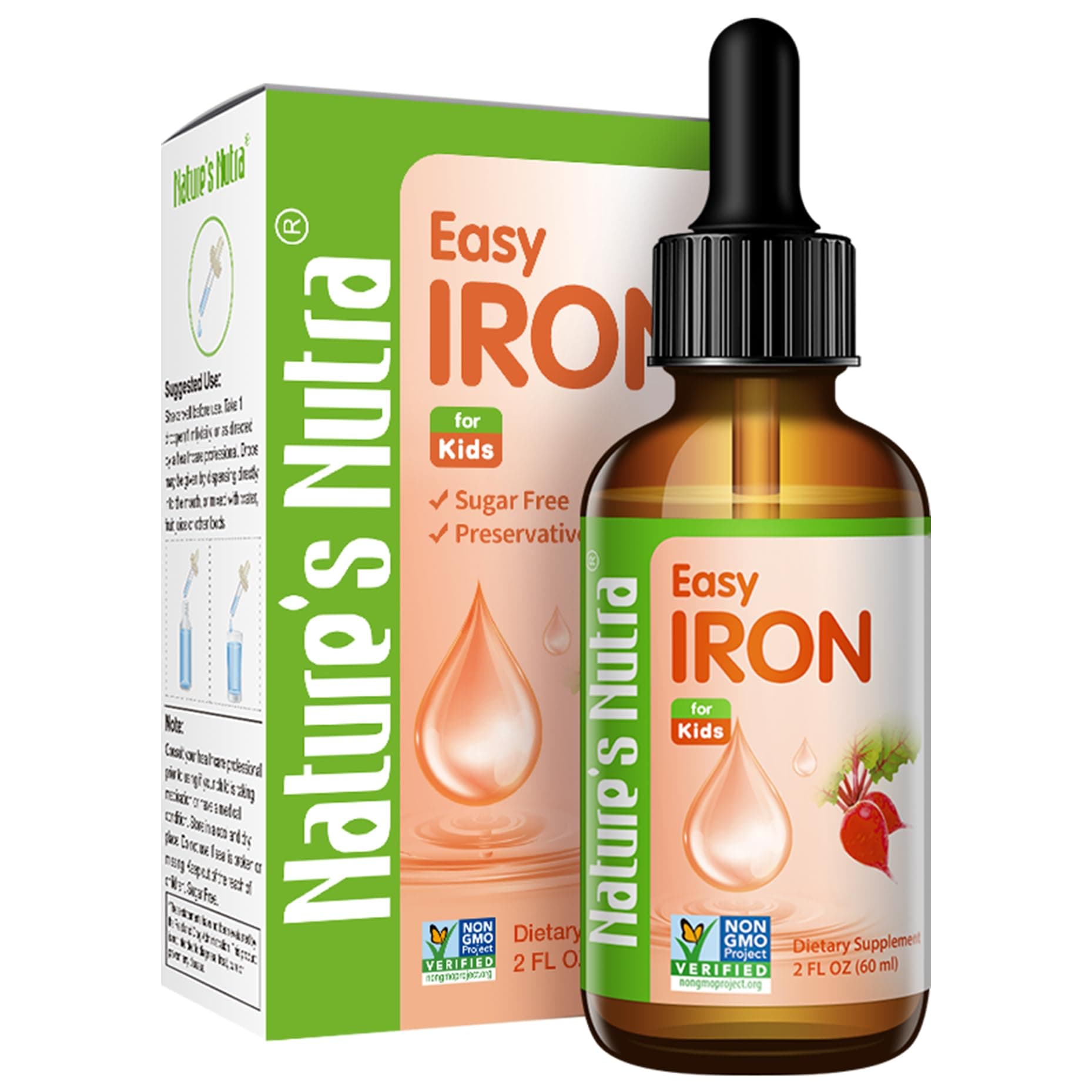 Easy Iron, Premium Liquid Iron for Baby, Infant, Kids and Children, Ferrochel, Anemia, Hemoglobin, Non-GMO, Kosher, 2 Fl. Oz (60ml)