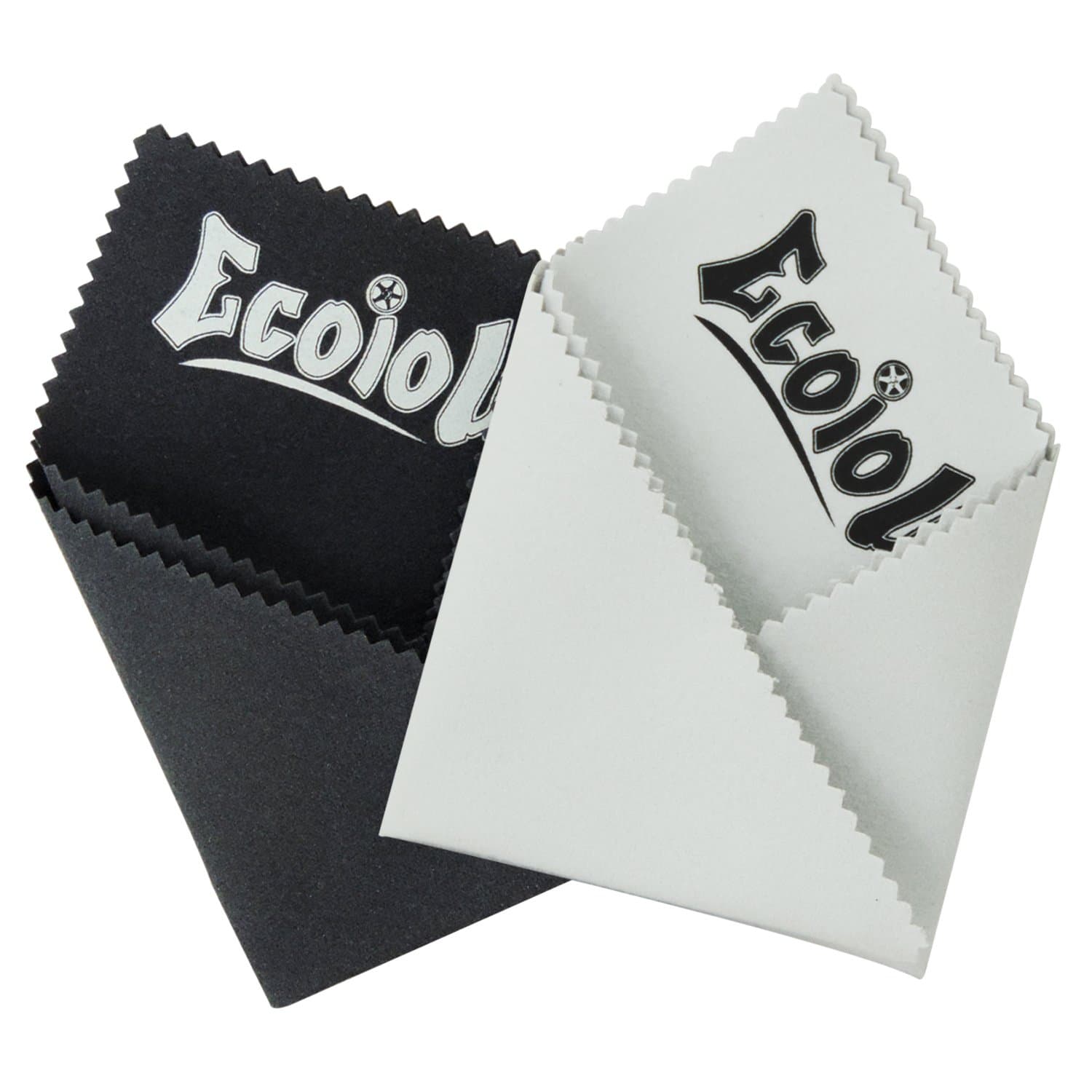 (2 Pack) Ecoiou Double-Sided Microfiber Cleaning Cloths with Gently Colorfast Fabric,for Cell Phone,Glasses,Lenses,Laptop LCD Screens and Delicate Surfaces(1 Black and 1 Grey 18X18cm)