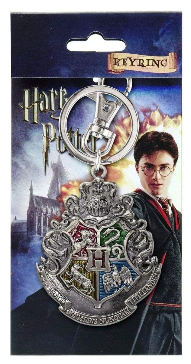 Harry Potter Hogwarts School Crest Pewter Keychain,Multi-colored