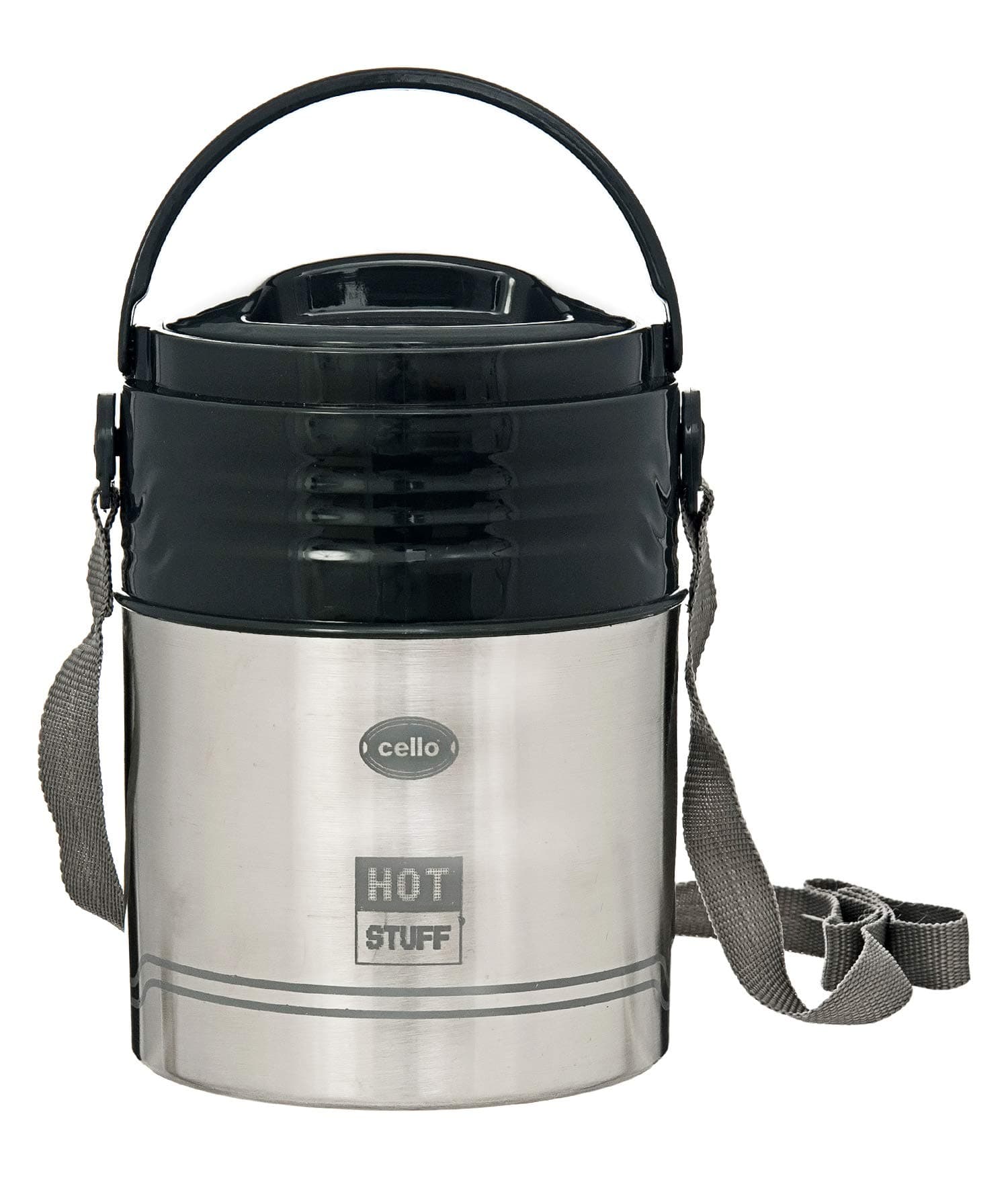Cello HOT Stuff-4 Stainless Steel Insulated Lunch Carrier, Black, 4 Containers
