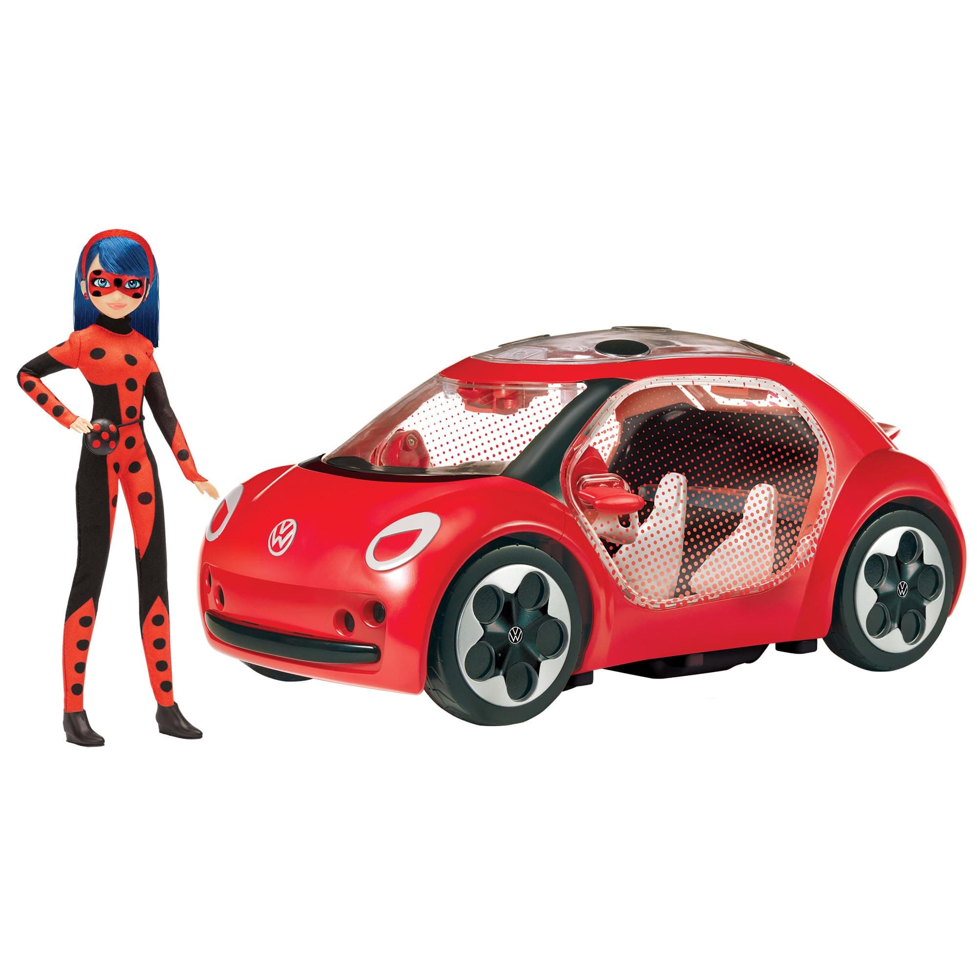 Miraculous Bandai Tales Of Ladybug And Cat Noir Volkswagen E-Beetle Car With Fashion Doll | 26cm Doll With Convertible Car For Girls And Boys | Toy Car With Space For 2 Dolls Up To 5 Kwamis
