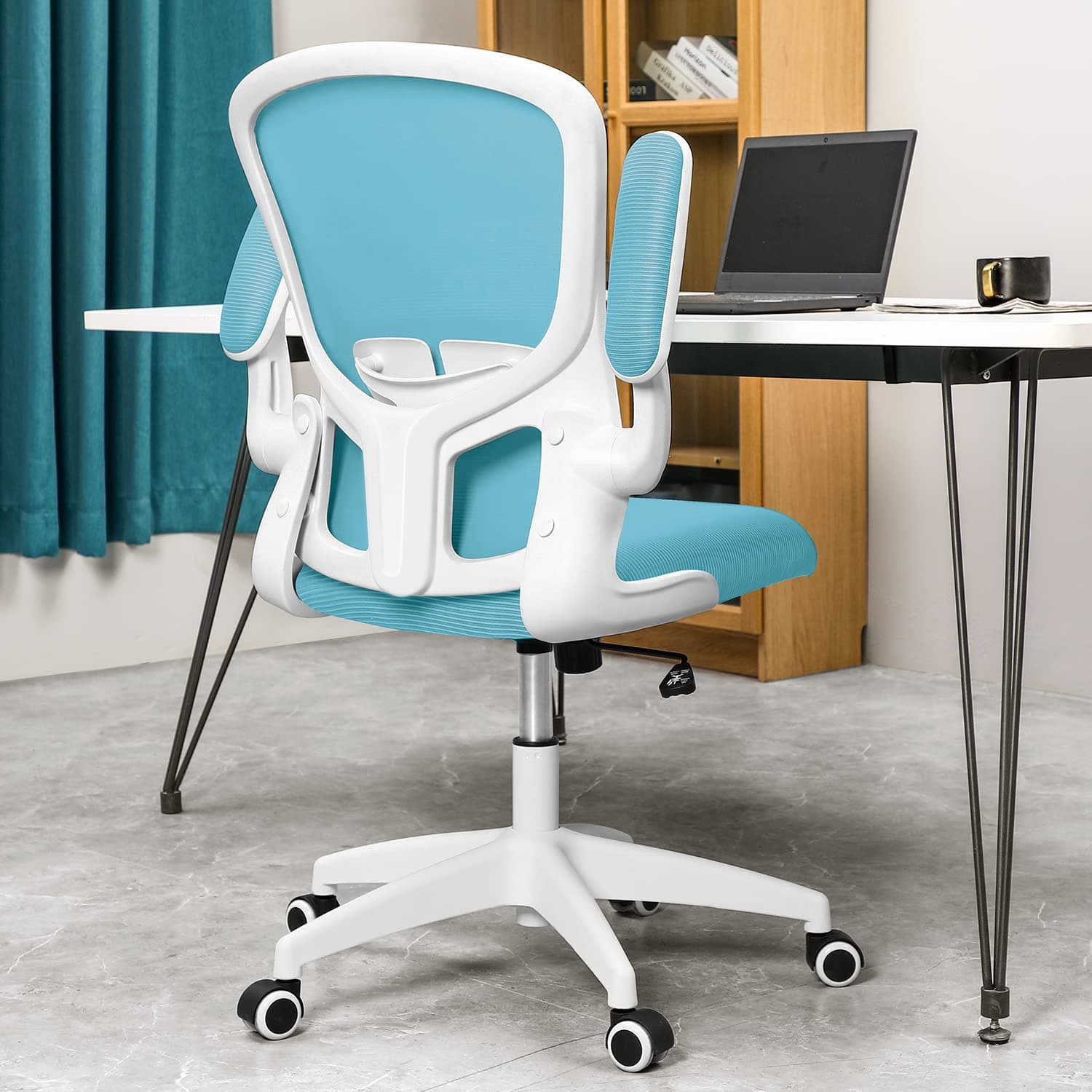 FelixKing Office Chair, Ergonomic Desk Chair with Adjustable Height, Swivel Computer Mesh Chair with Lumbar Support and Flip-up Arms, Backrest with Breathable Mesh (Blue)