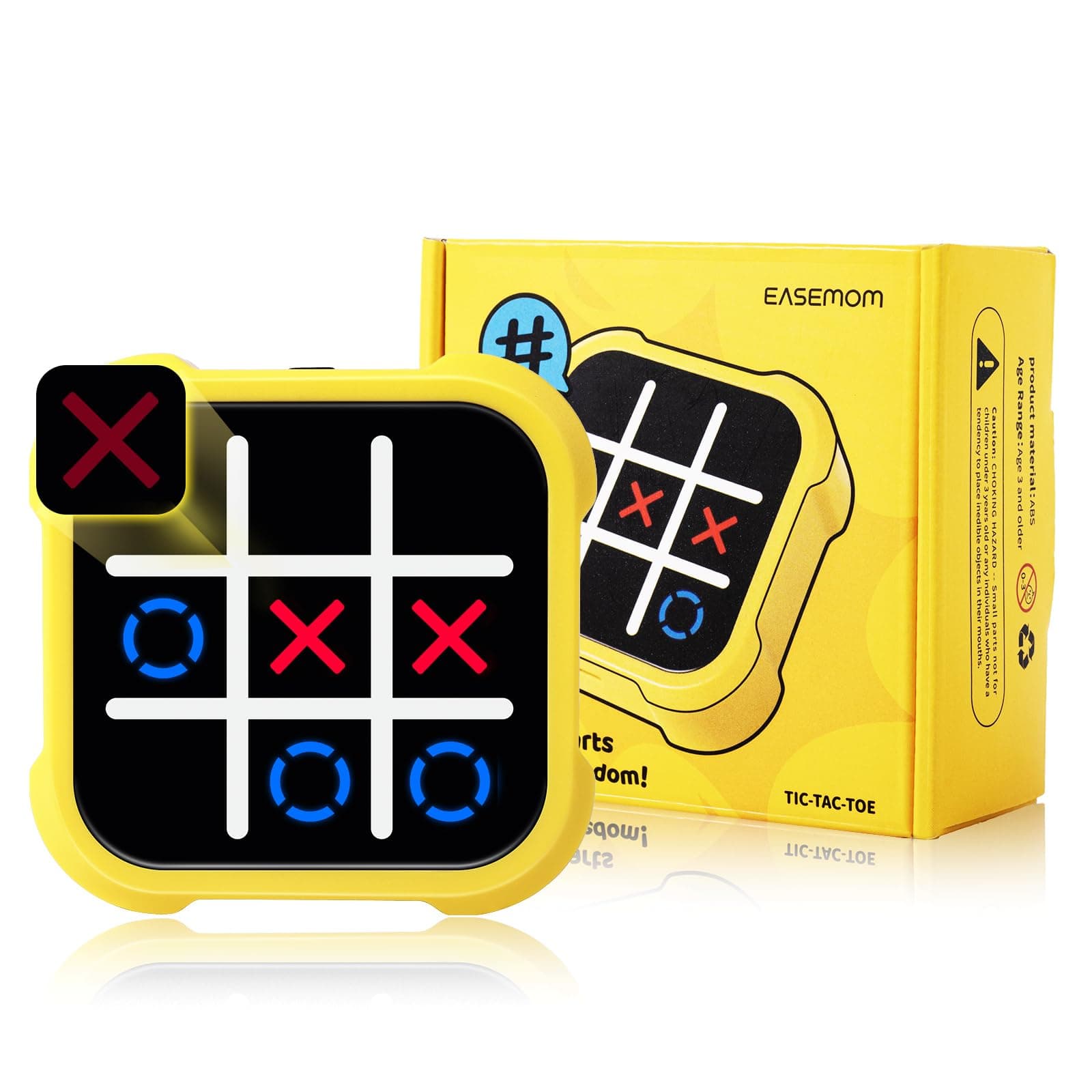 Tic Tac Toe Game, 3-in 1 Electronic Handheld Game Console, Road Trip Activities for Kids - Juegos para Niños - Ideal Gifts for Kids and Adults, Yellow