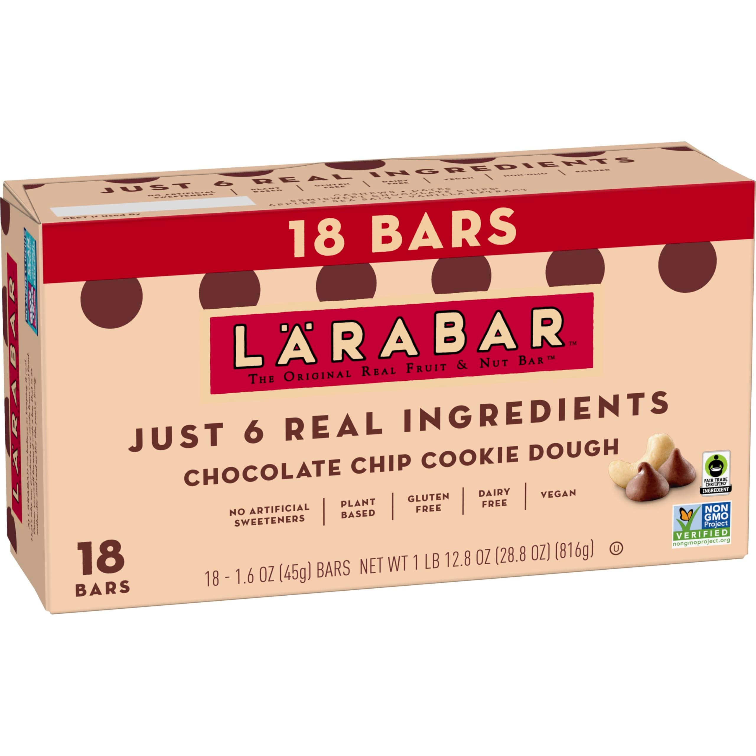 Larabar 18 Chocolate Chip Dough Gluten Free Fruit and Nut Bars
