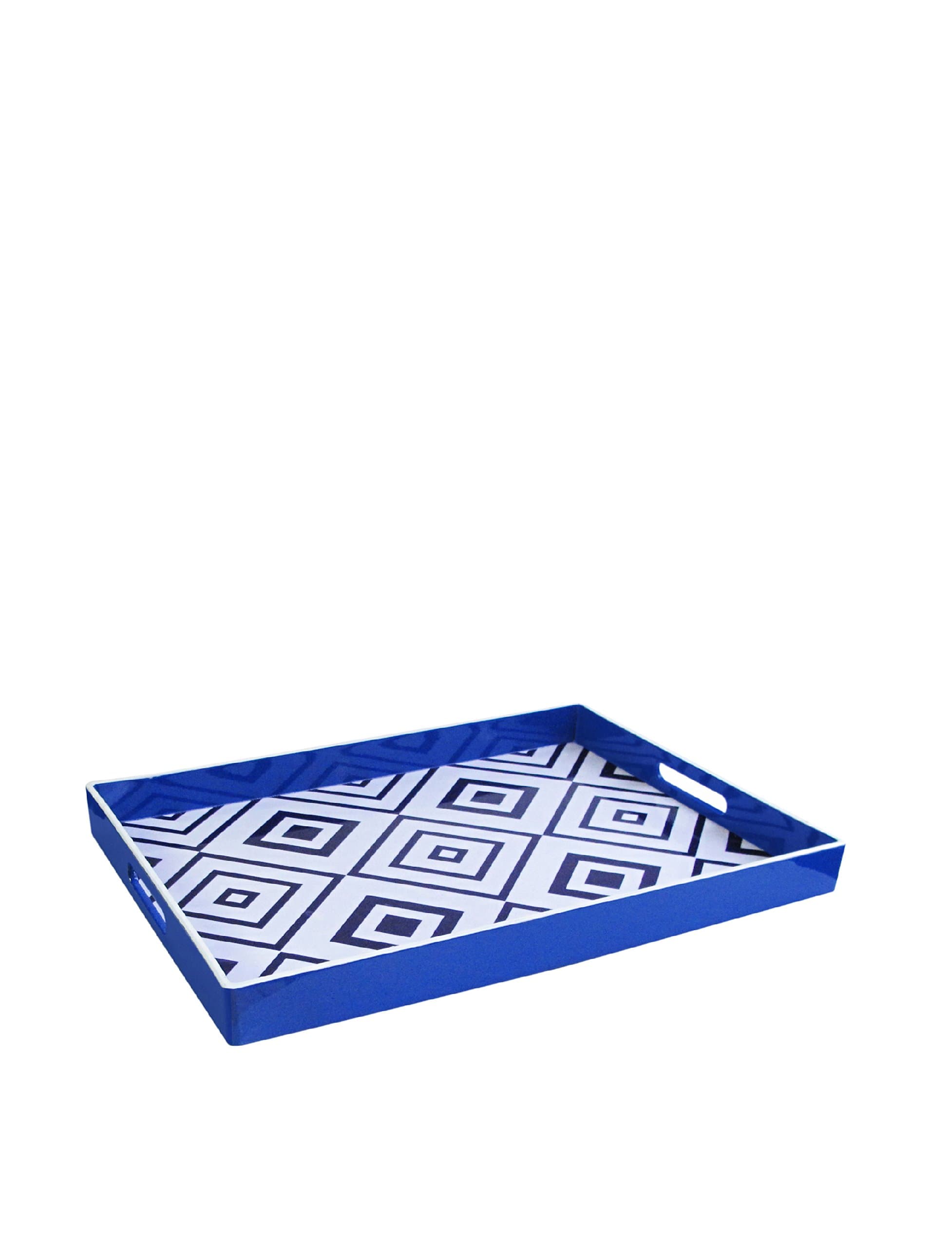 Accents by Jay Tray, Geometric, White with Blue