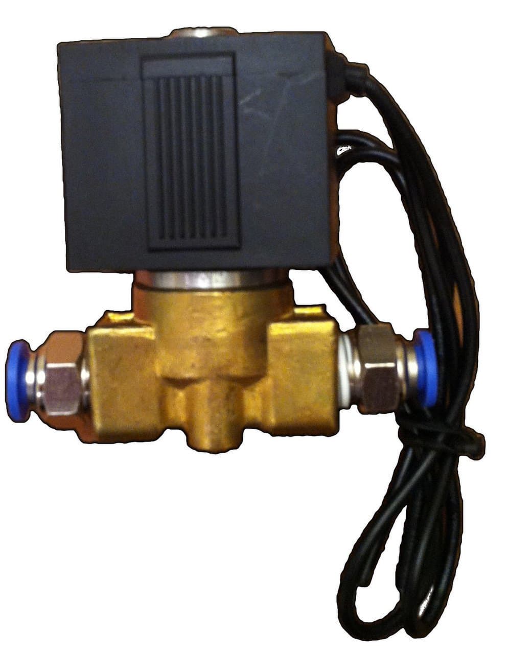 1/4 Solenoid Valve 24v AC Brass Electric Air Water Gas Diesel Normally Closed NPT w/Push Connect Fittings