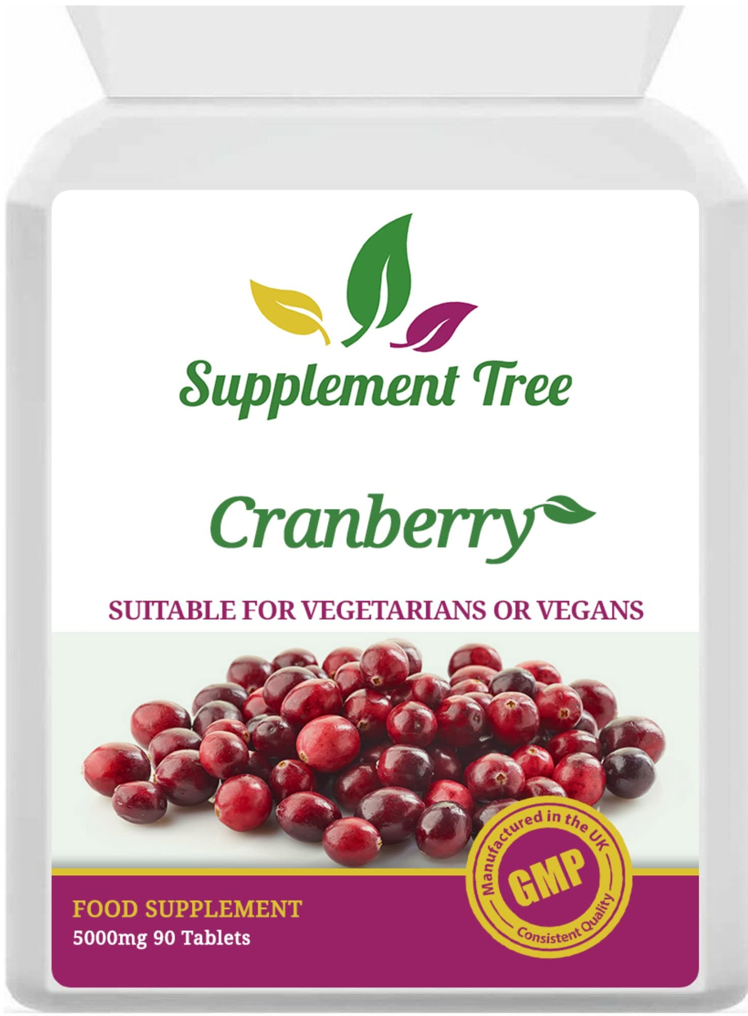 Cranberry 5000mg 90 Tablets | High Strength Cranberry Supplement | UK Manufactured | Vegans & Vegetarians Friendly