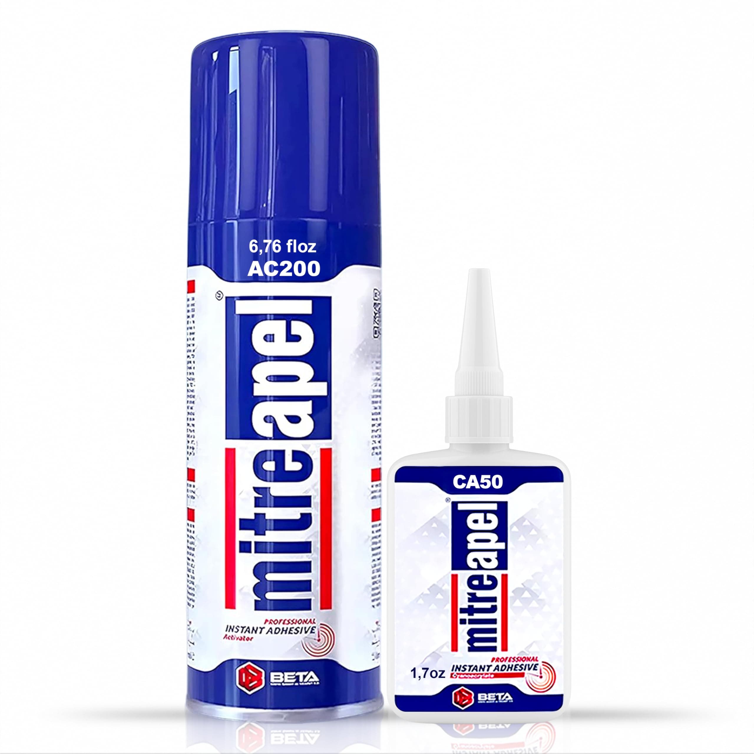 MITREAPEL CA Glue with Activator (1.7oz-6.7 floz) Instant Bond Professional Cyanoacrylate Adhesive and Super Glue Accelerator for Woodworking,Ceramic,3D Printing,Glass, DIY&Craft, Plastic,Repair
