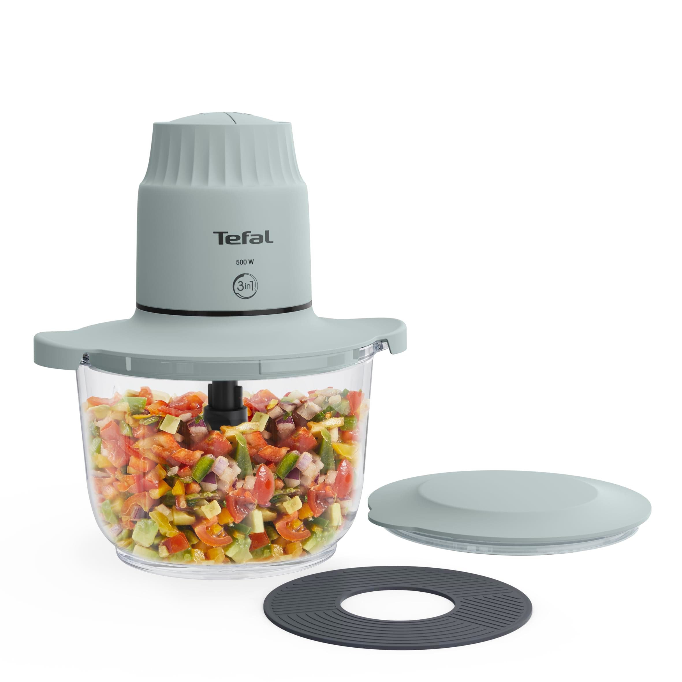 Tefal XXL Electric Chopper, 2L Durable Heat Resistant Glass Bowl, Storage Lid, 4 Stainless Steel Blades, 2 Speeds, Food Processor, Dips, Hummus, Fruit & Vegetable