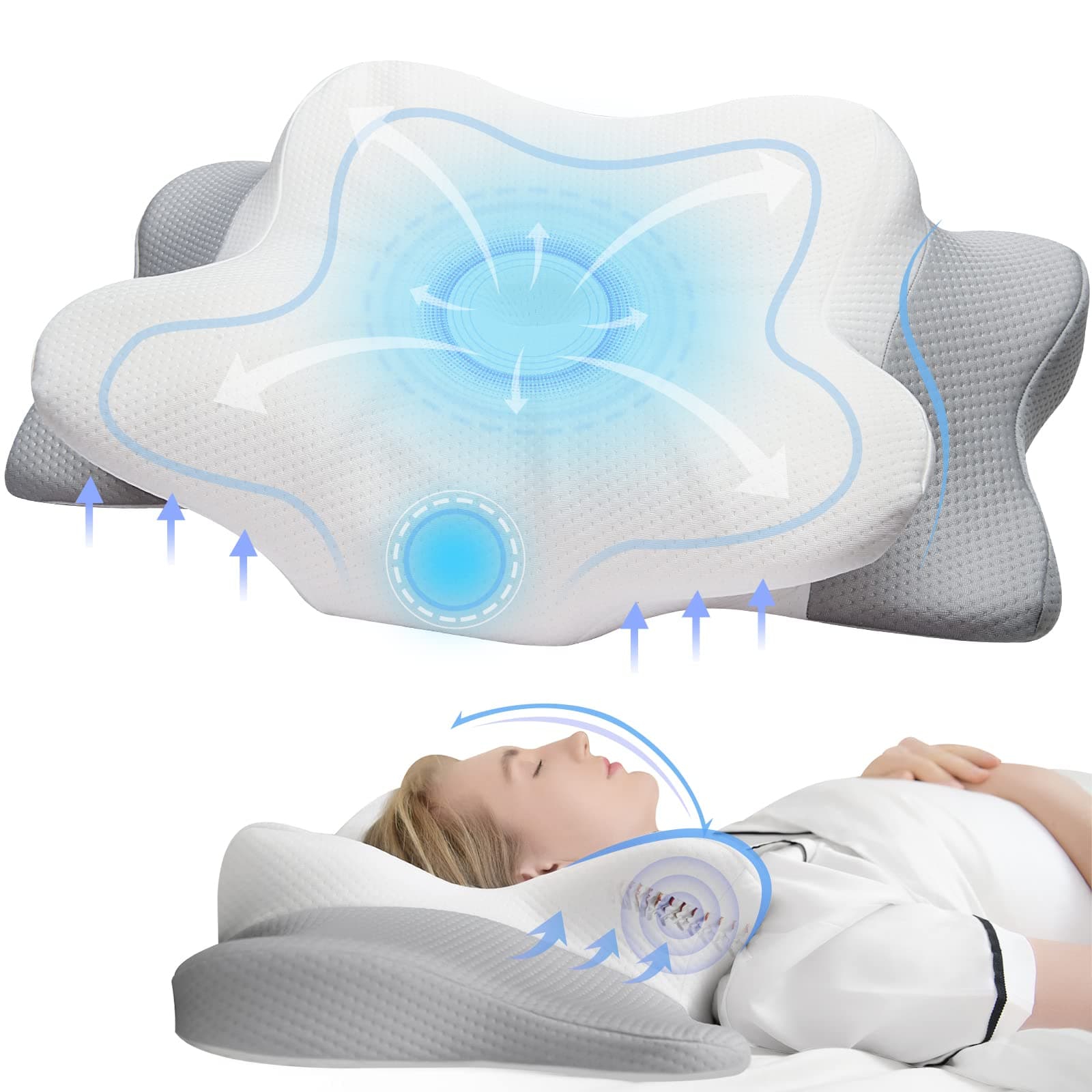 Cervical Pillow for Neck & Shoulder Pain Relief Sleeping - Ergonomic Contour Pillows - Memory Foam Pillow for Side, Back & Stomach Sleepers