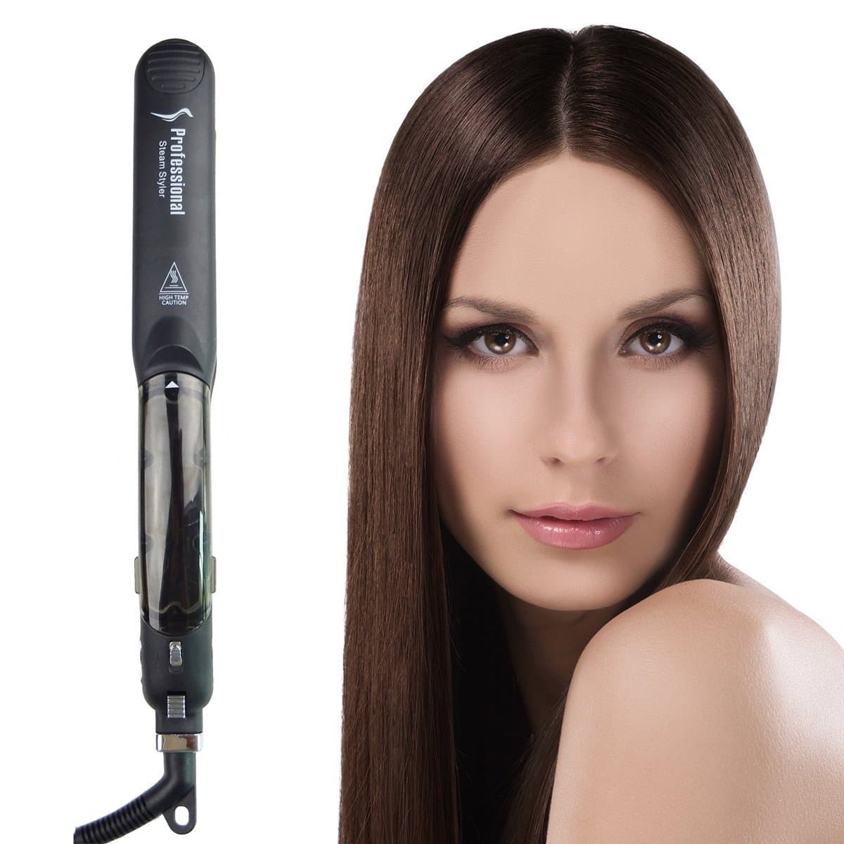 Professional Steam Spray Hair Straightener, Argan Steam Styler Ceramic Tourmaline Flat Iron Salon Vapor Heater Hair Straightening Iron with Anion Care and Locking switch.