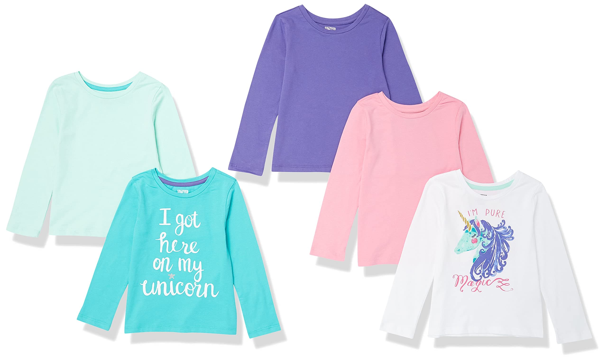 Girls and Toddlers' Long-Sleeve T-Shirts (Previously Spotted Zebra), Multipacks