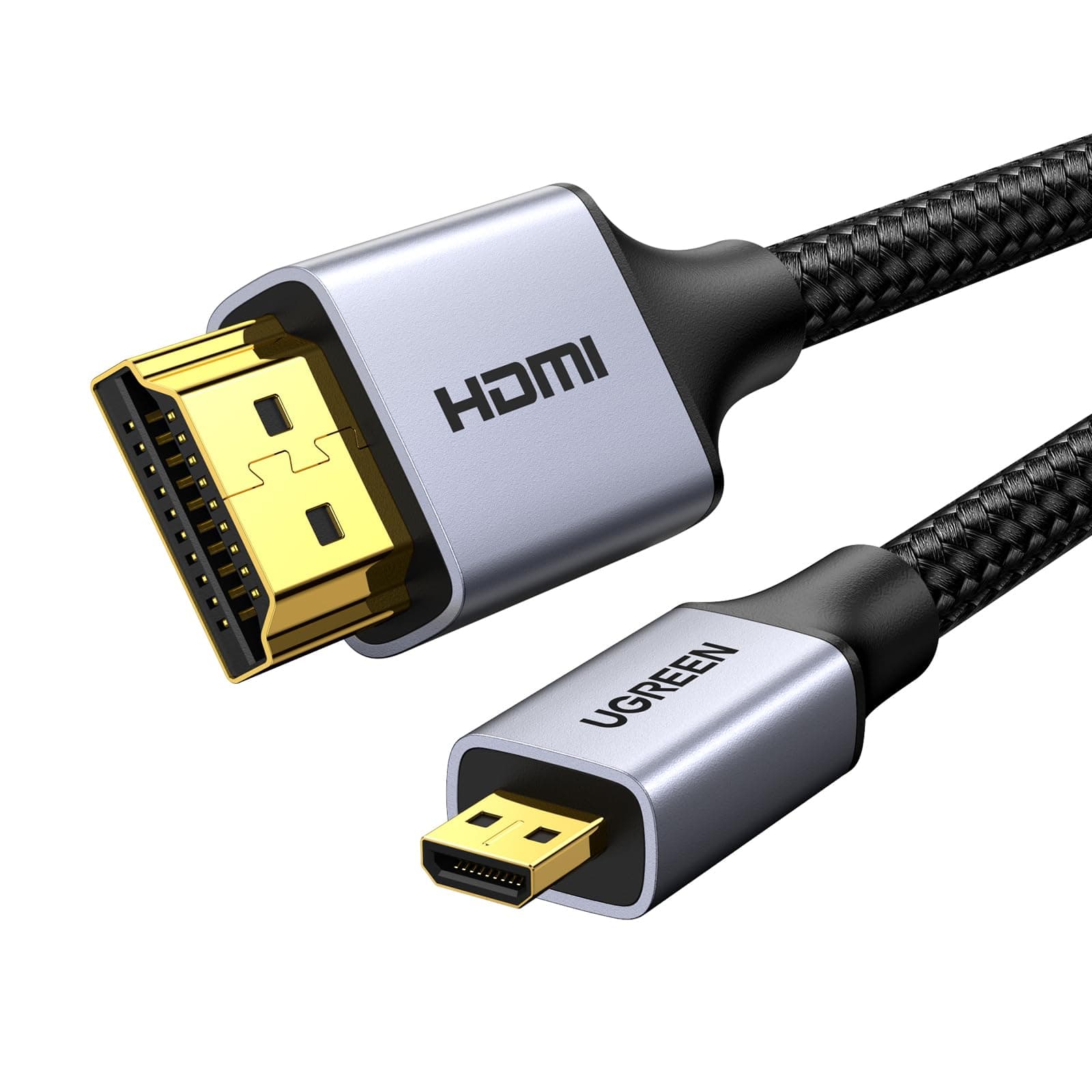 UGREEN Micro HDMI to HDMI Cable 4K 1440P@144Hz Standard Micro HDMI Type D Adapter ARC HDR UHD Lead Compatible for Raspberry Pi 5 4 500 Plus,Hero 7 6 Camera,DSLR,Laptop,PS4,PS5,TV,Portable Monitorr(2M)