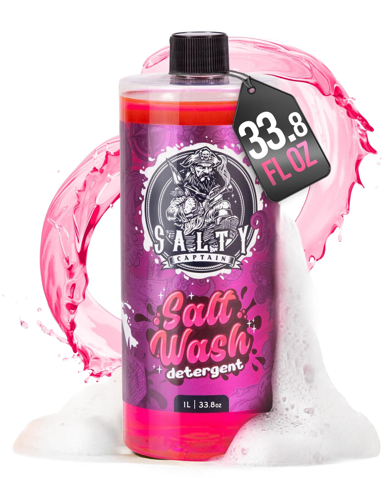 Salty Captain Salt Wash Cleaner - Remove Salt Off Boats & Cars, Prevent Saltwater Corrosion, Clean Salt Away from Jetskis, Trailers, Salt Neutralizer, Salt Gone Cleaning (32 fl oz)