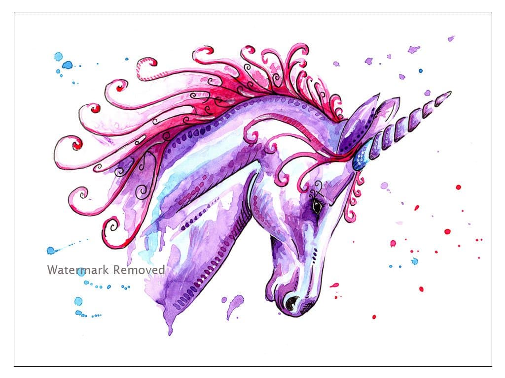 Unicorn Art Prints Painting Poster Bedroom Art Birthday Gift stocking filler - A4 or A5 Prints - Mounted Options Available (A4 Print with 11 x 14 Mount, Paint Splash Background)