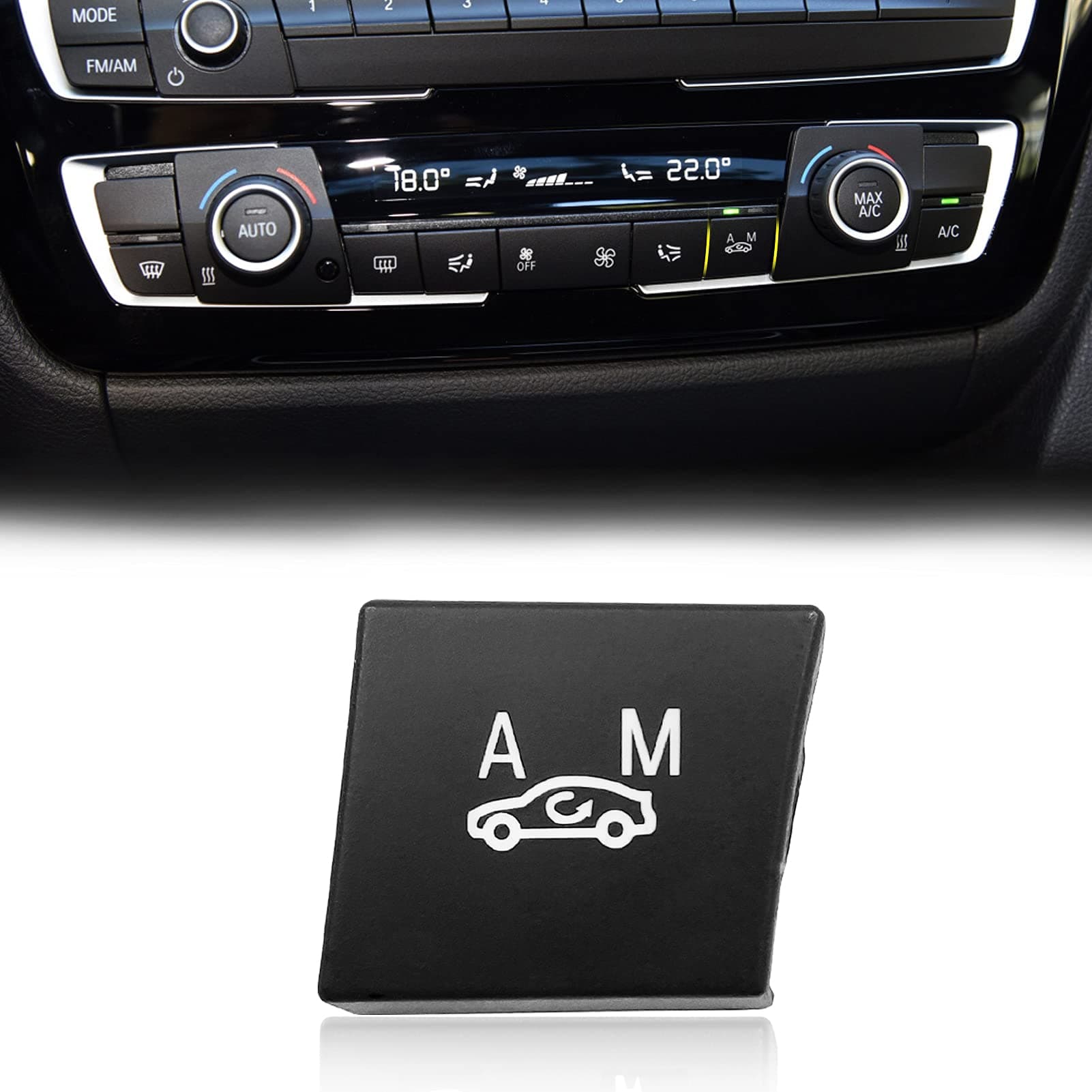 Moonlinks F30 Inner Cycle Button Replacement, Air Recirculation Button Protective Cap Compatible with BMW 1 Series F20/F21, 2 Series F22/F23, 3 Series F30/F31/F34/F35, 4 Series F32/F33/F36