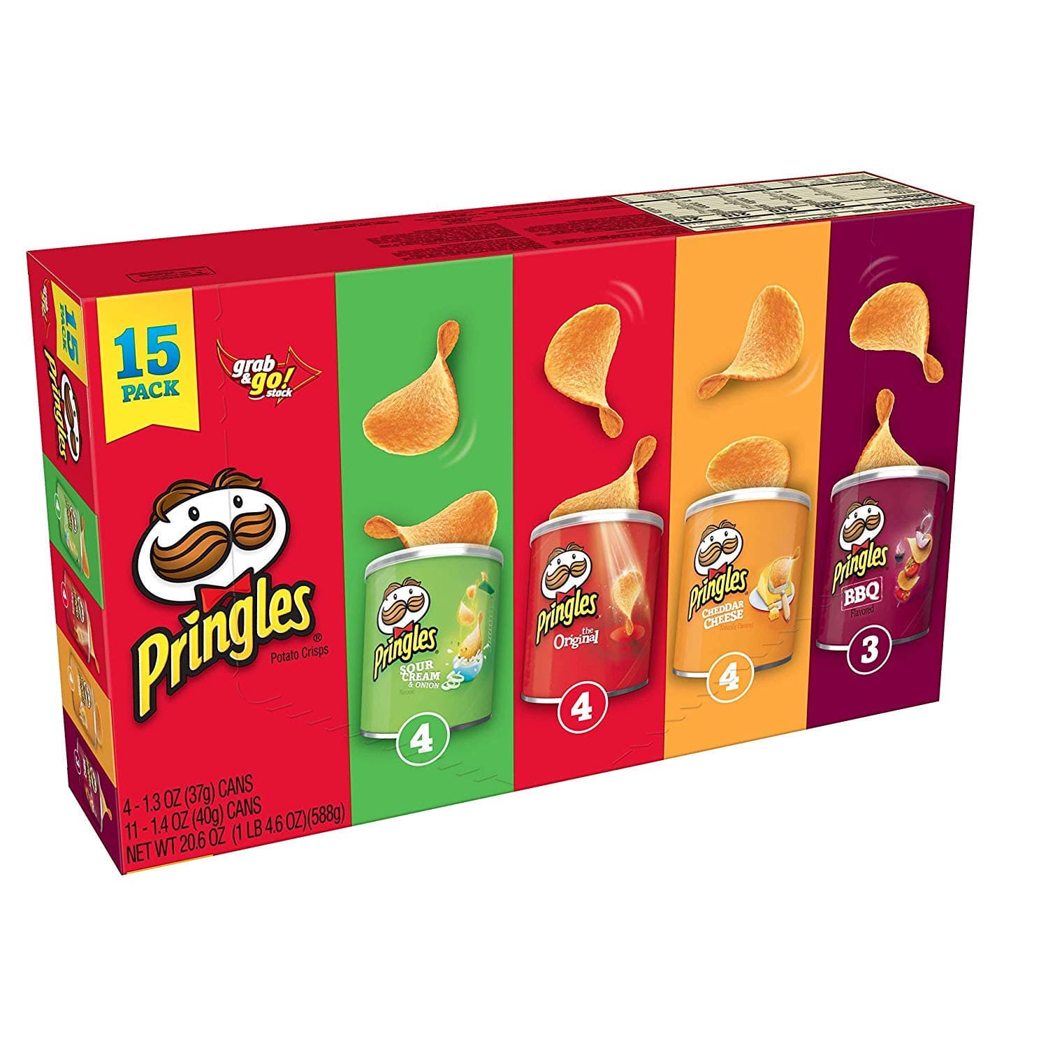 Potato Crisps Chips, Lunch Snacks, Office and Kids Snacks, Grab and Go Snack Packs, Variety Pack, 20.6oz Box (15 Cans)