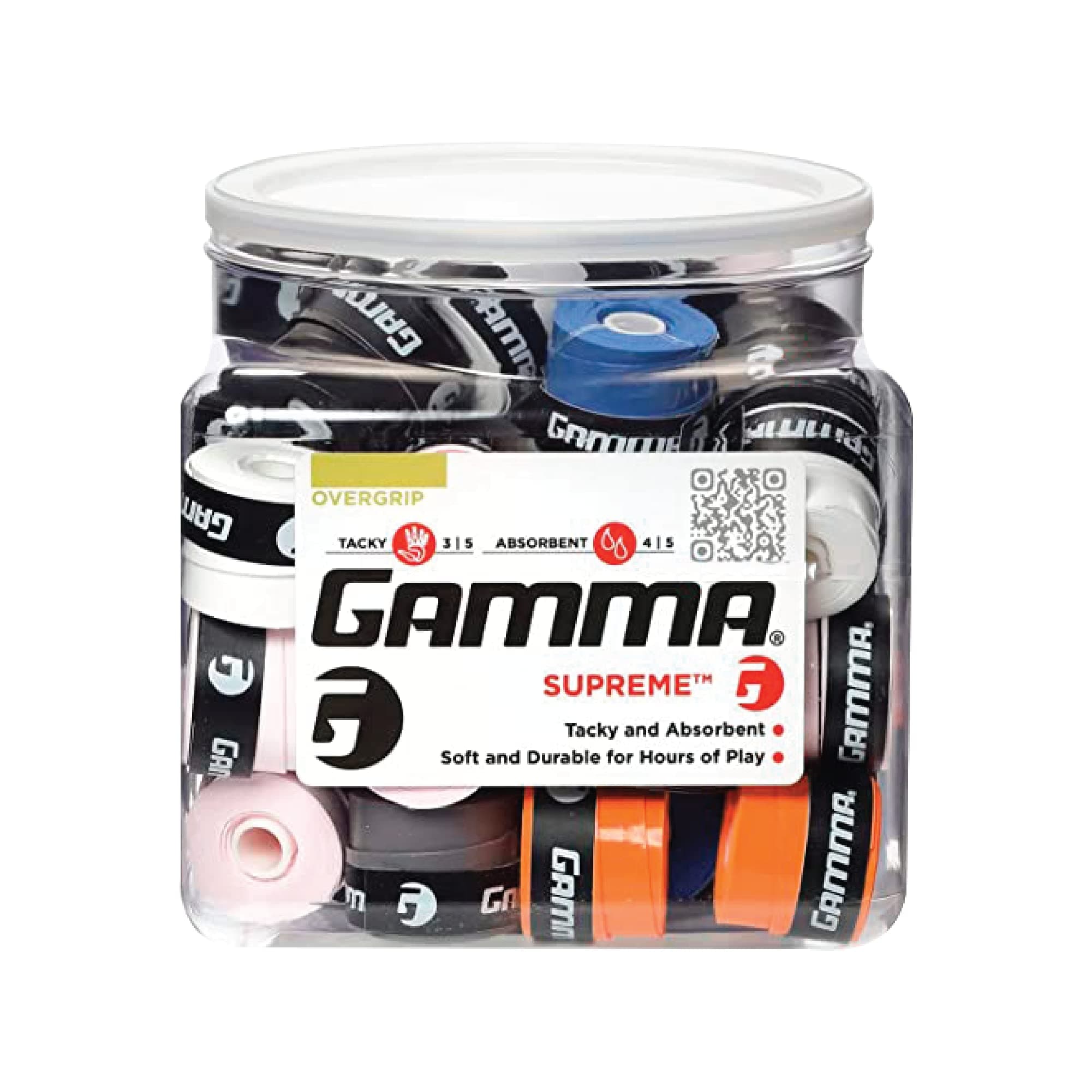 Gamma Sports Supreme Overgrip for Tennis, Pickleball, Squash, Badminton, and Racquetball Racquets, Multiple Pack Sizes and Colors