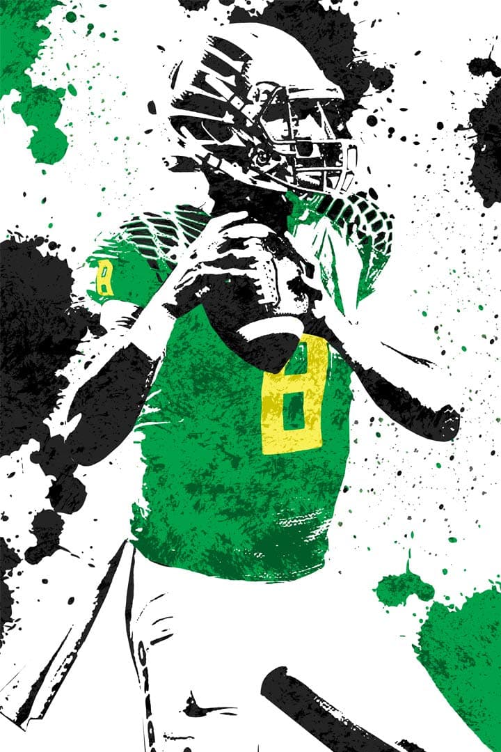 Marcus Oregon Football Art Wall Indoor Room Poster - Water Resistant Poster (Size: 20" x 30") Q