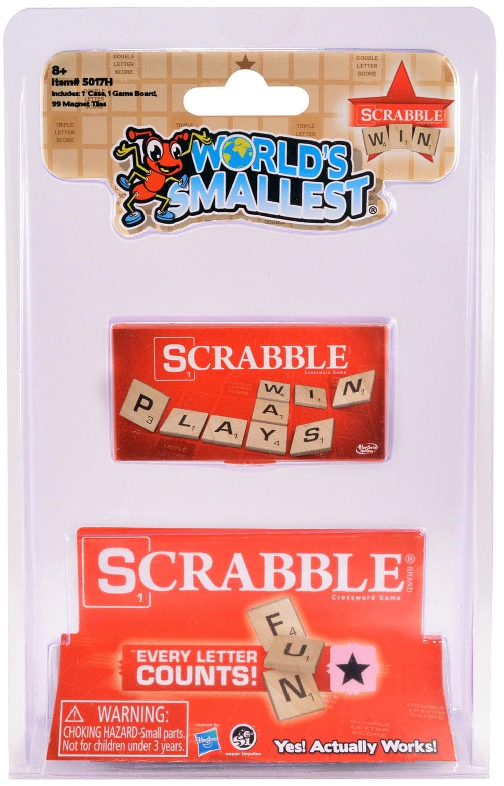 World's Smallest Scrabble, Miniature Magnetic Board, 98 Letters, 5 Blank Tiles & Portable Case, Family Game, Classic Scrabble Game, Perfect for Stocking Stuffers, Easter Gifts, Party Favors, Ages 8+
