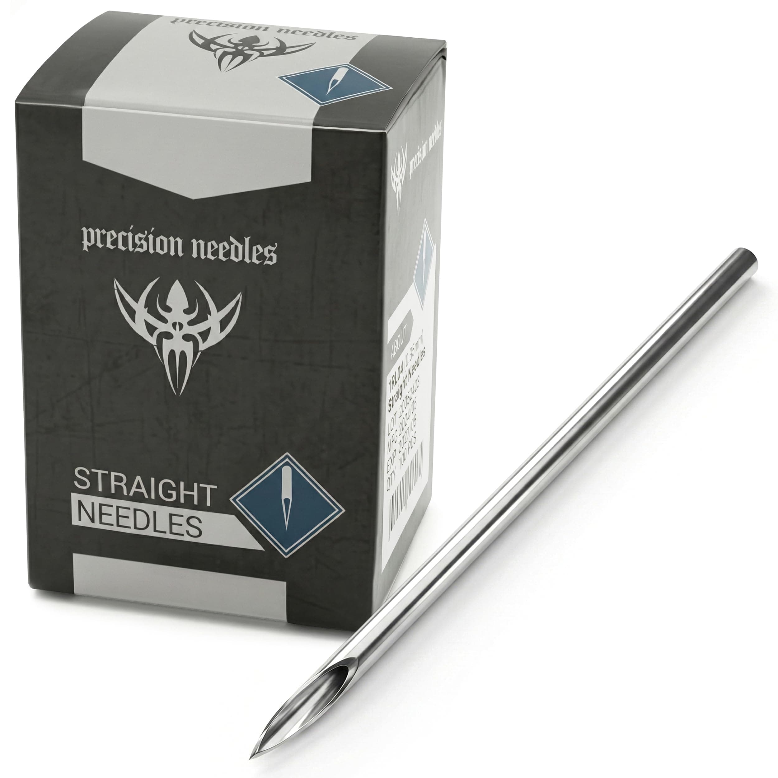 Precision 17g 2" Body Piercing Needles, Straight, Professional Piercing Tools Supplies, Box of 100