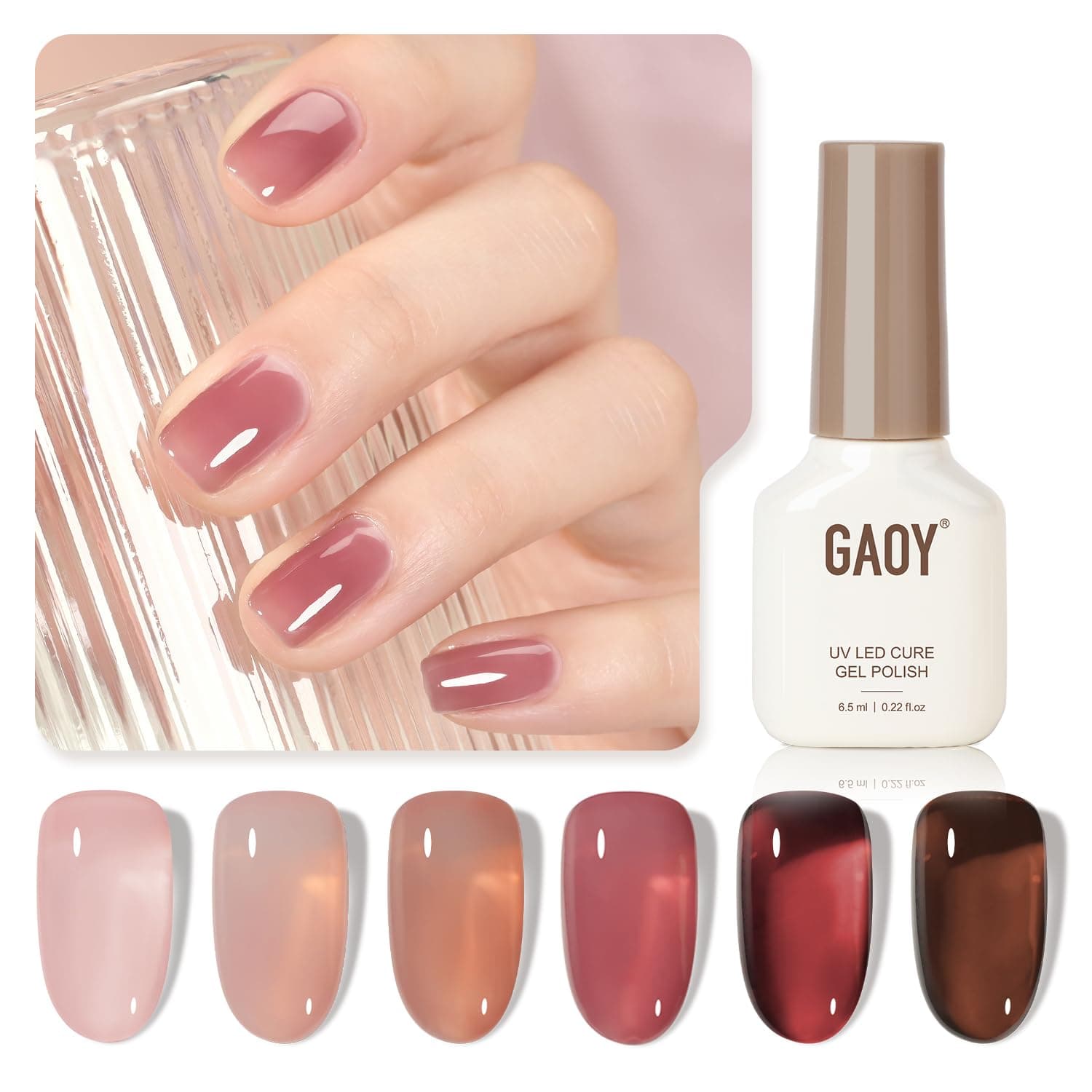 GAOY Violet Valentine Gel Nail Polish Set of 6 Colors Including Burgundy Nude Purple Gel Polish Kit U V LED Soak Off Nail Polish Home DIY Manicure Nail Salon Varnish