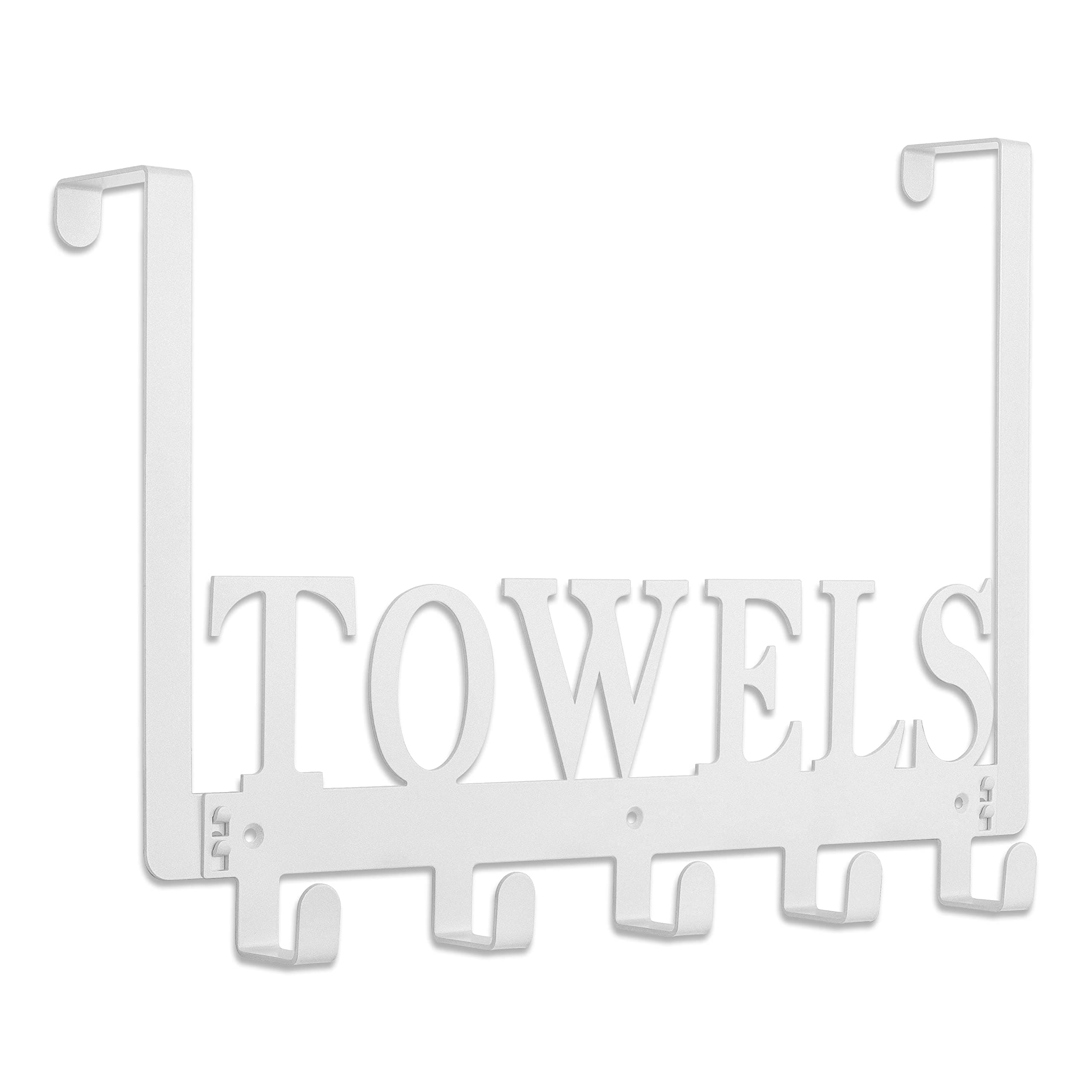 Towel Hooks Over The Door Hooks Hangers Wall Mount Towel Rack Towel Holder for Bathroom, Storage Coat Hooks for Home Decor Metal Organizer for Towel Clothes Bag Robe(White)