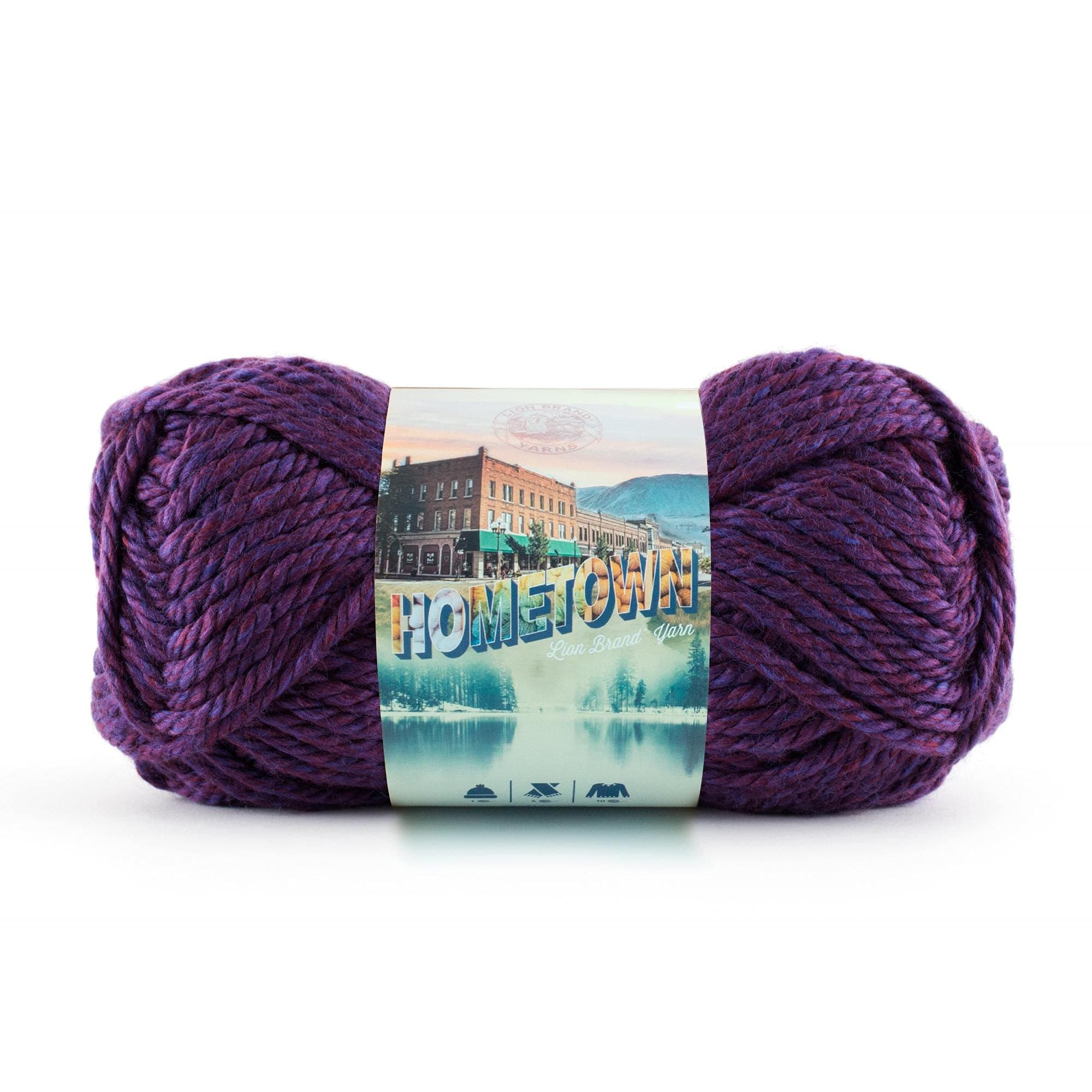 Lion Brand Yarn Hometown Yarn, Bulky Yarn, Yarn for Knitting and Crocheting, 1-Pack, Portland Wine