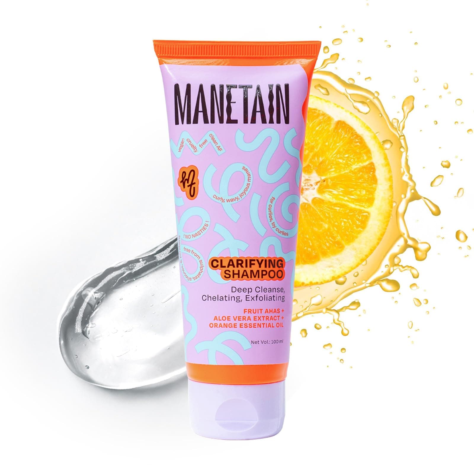 MANETAIN Clarifying Shampoo 100ml for Curly Hair | Sulphate & Paraben Free | Exfoliating & Non-Drying Formula with Fruit-Based AHAs for Curly, Frizzy, and Oily | Safe for All Hair Types