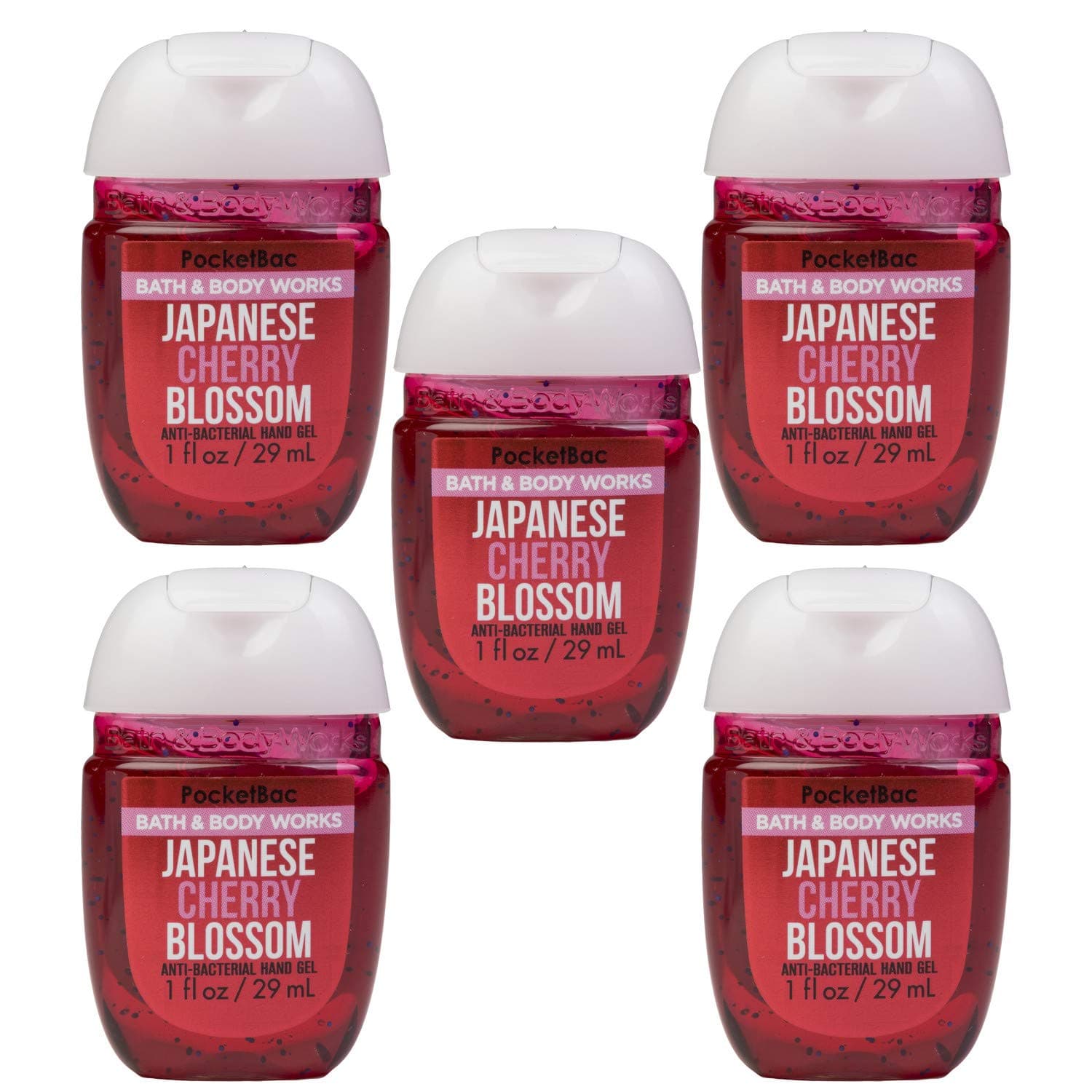 Japanese Cherry Blossom 5-Pack PocketBac Sanitizers Anti-Bacterial Hand Gel 1 Fl Oz