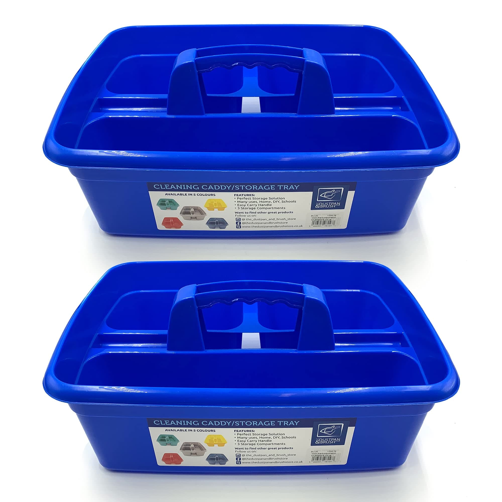 Cleaning Caddy Tray Box Housekeeping Cleaners Tote Tray Basket with Handle Carry Grips - Ideal Under Sink Kitchen Storage Caddy for Cleaning Products Cleaners Carrier Tool Organiser (Blue 2 Pack)