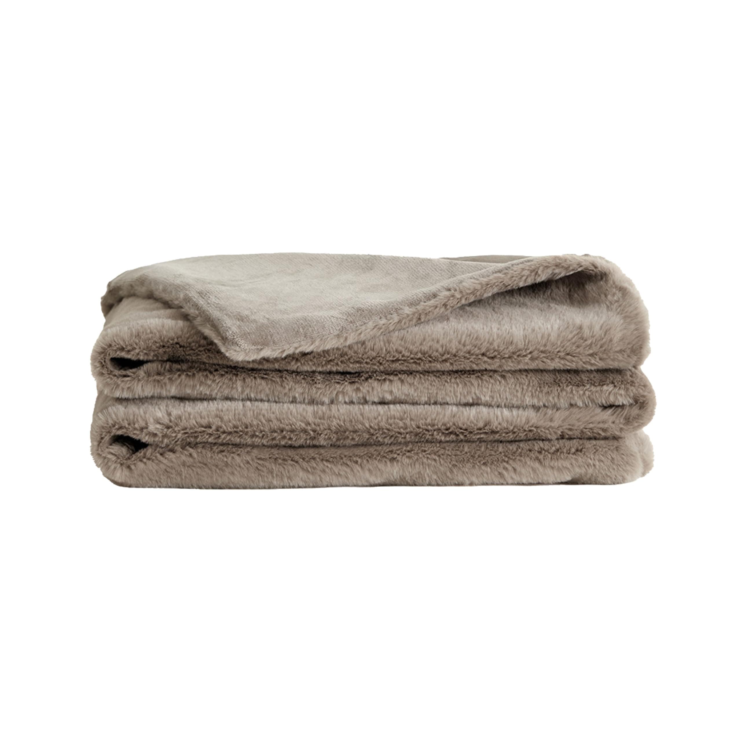 UnHide Lil’ Marsh - Faux Fur Blanket - Durable, Lightweight, Extra Soft Blanket - Machine Washable - Add a Layer of Softness to Any Bed, Couch, or Reading Chair - Taupe Ducky, Small (50" x 60")
