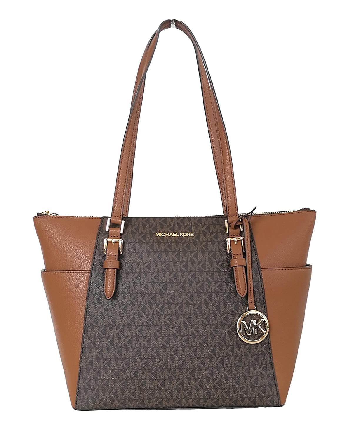 Charlotte Large Top Zip Tote, Brown, Large