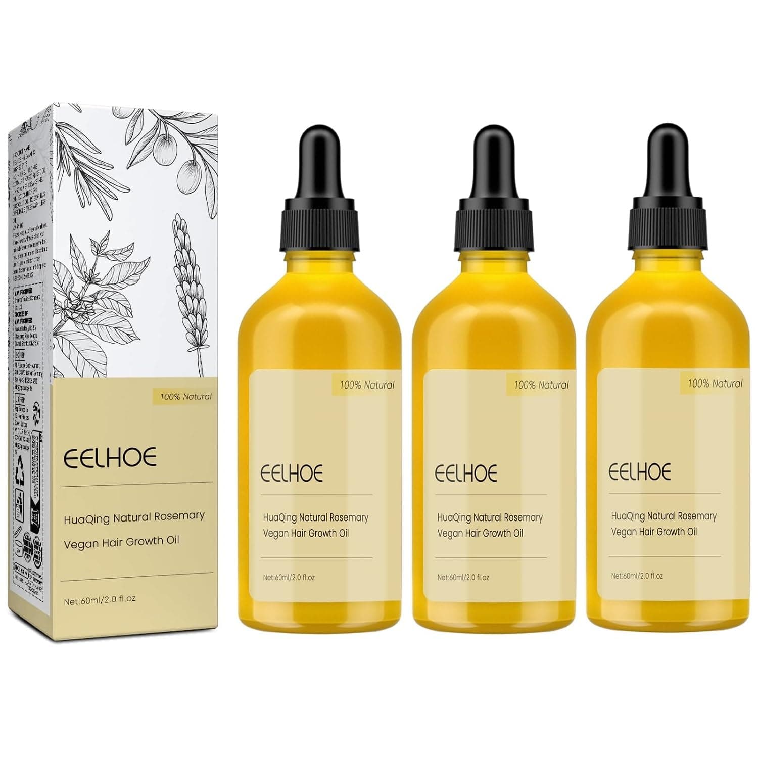 180 ML Eelhoe Hair Growth Oil, Carvenchi Natural Hair Growth Organic Rosemary Oil for Dry Damaged Hair and Growth Thin Hair.