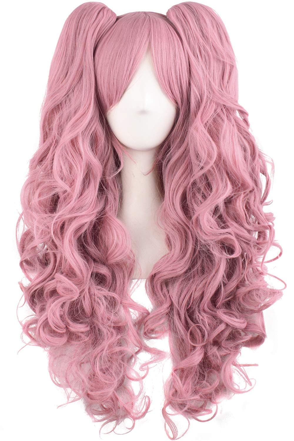 28 Inch/70 cm Lolita Long Curly Clip on Ponytails Cosplay Wig (Rouge Pink)